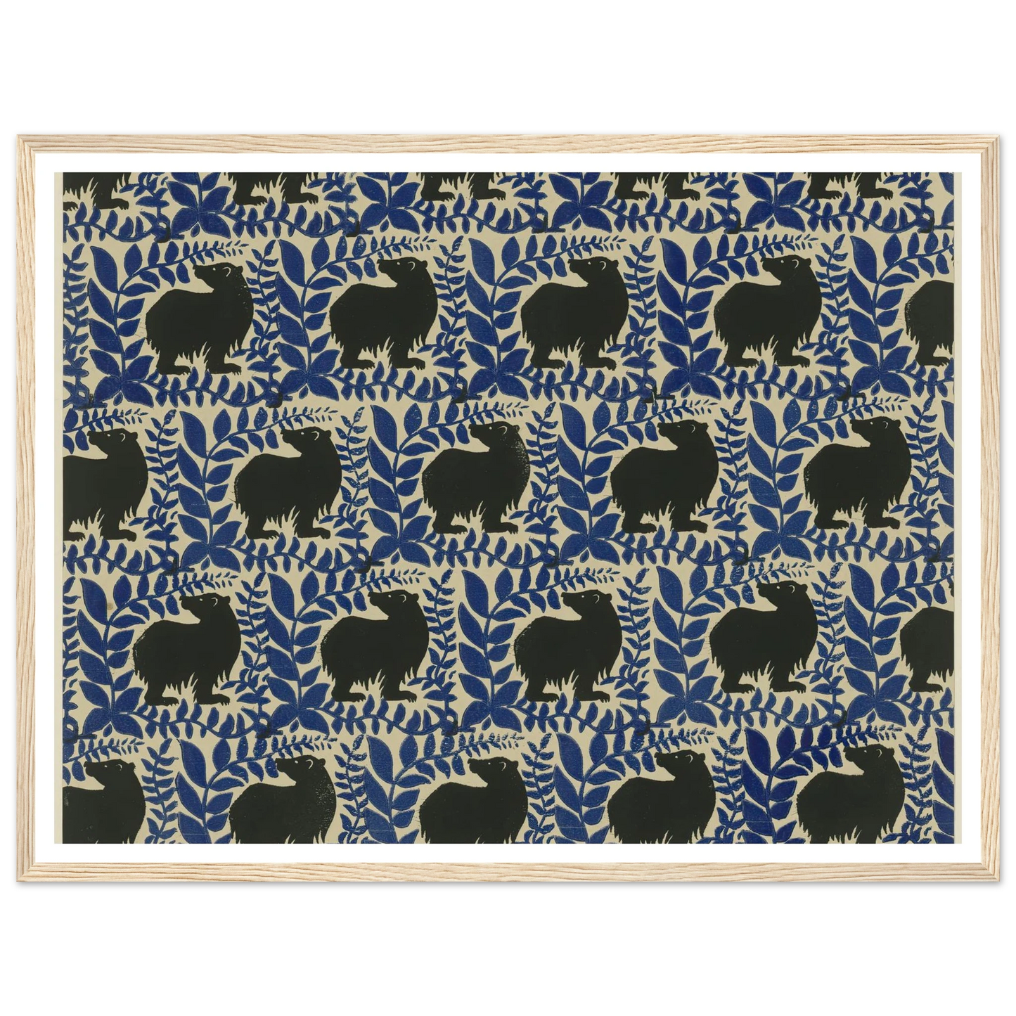 Buntpapier (Bären) (1902 - 1906) Art Print | Maria von Uchatius - Framed Poster - 30x40 cm / 12x16″ - Black frame