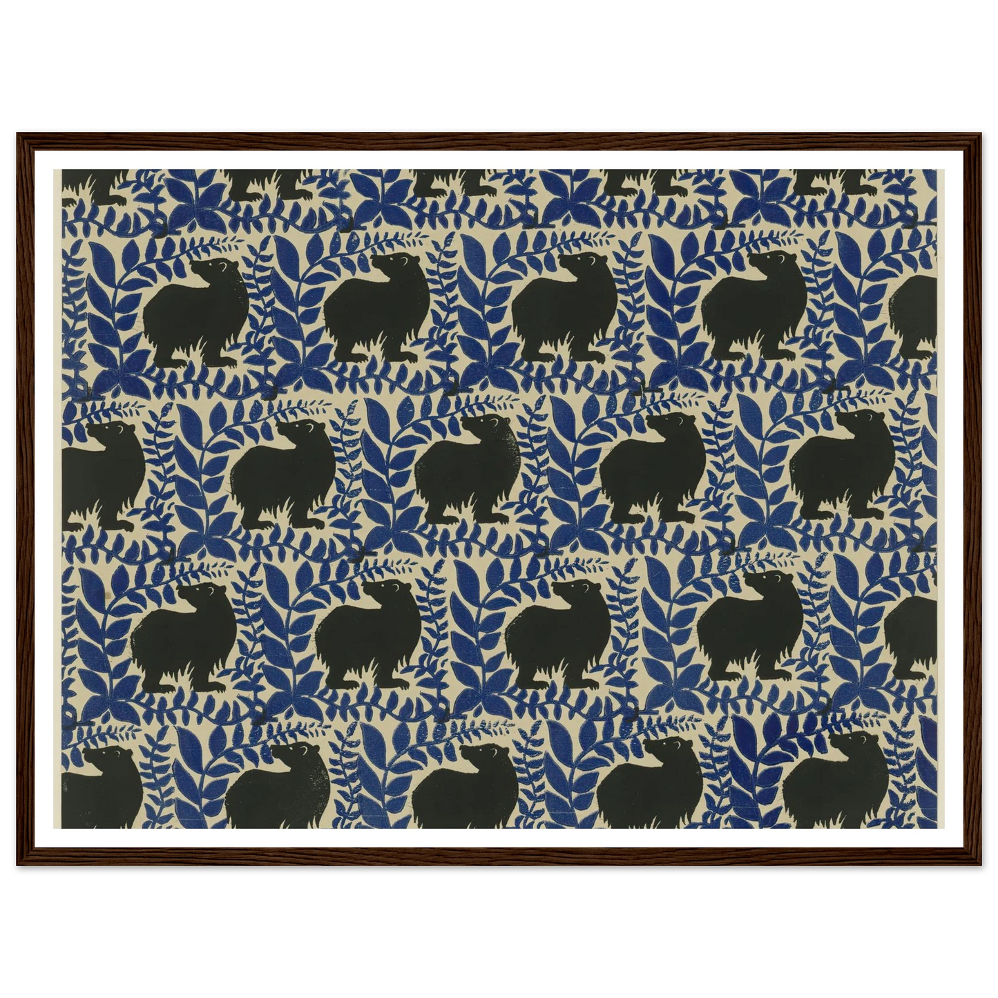 Buntpapier (Bären) (1902 - 1906) Art Print | Maria von Uchatius - Framed Poster - 30x40 cm / 12x16″ - Black frame