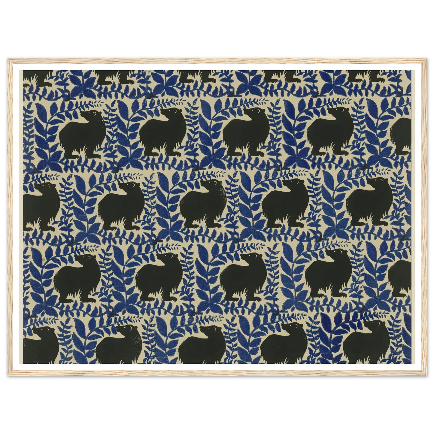 Buntpapier (Bären) (1902 - 1906) Art Print | Maria von Uchatius - Framed Poster - 30x40 cm / 12x16″ - Black frame