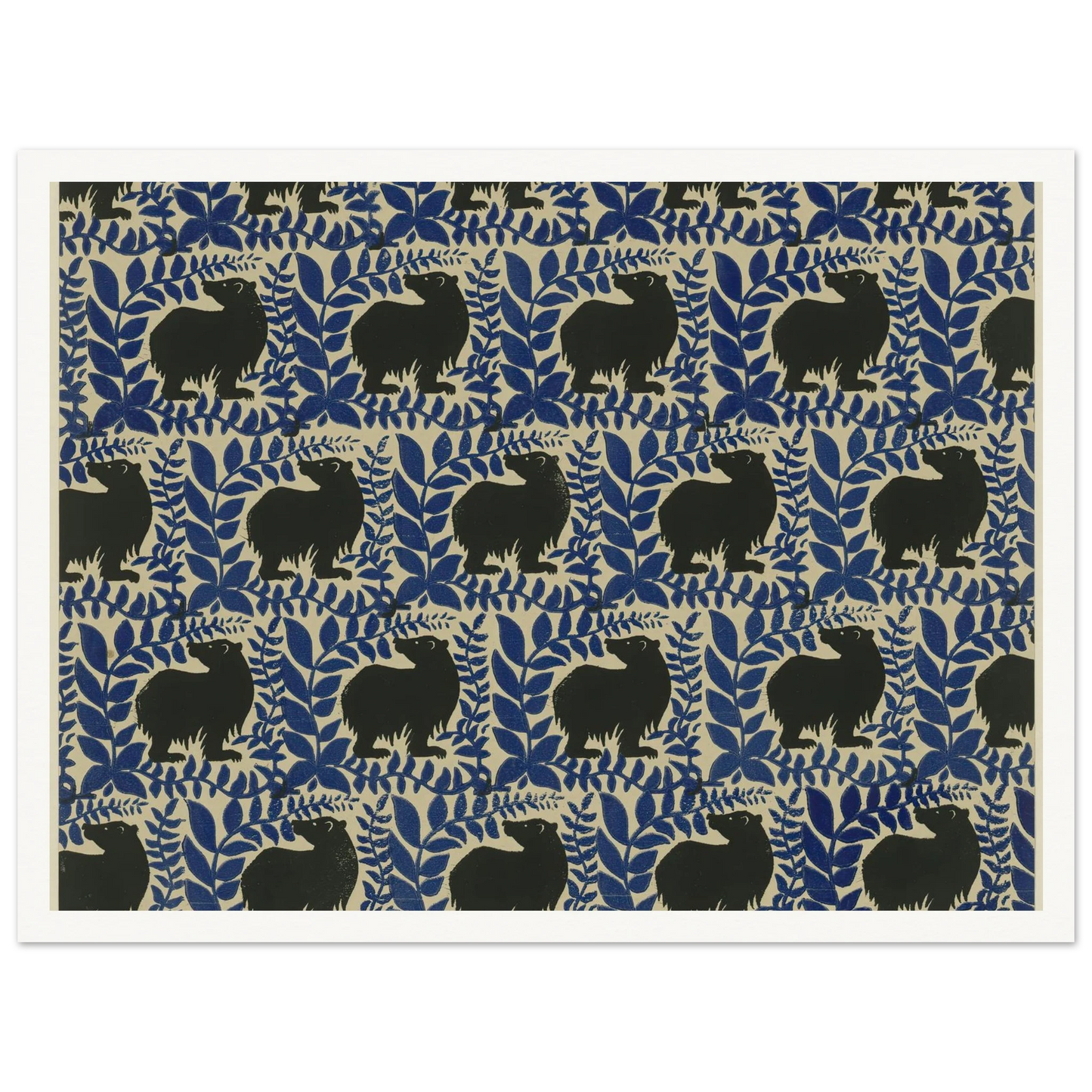 Buntpapier (Bären) (1902 - 1906) Art Print | Maria von Uchatius - Framed Poster - 30x40 cm / 12x16″ - Black frame