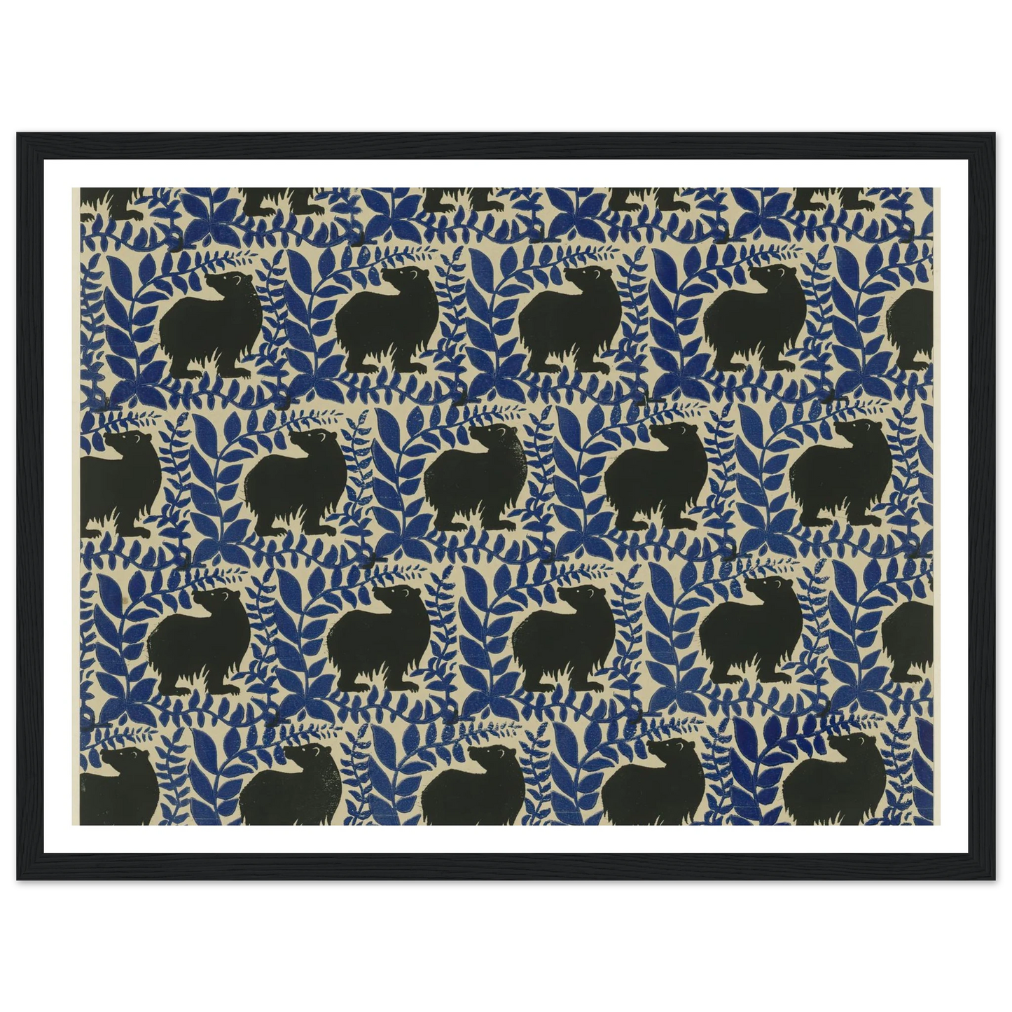 Buntpapier (Bären) (1902 - 1906) Art Print | Maria von Uchatius - Framed Poster - 30x40 cm / 12x16″ - Black frame