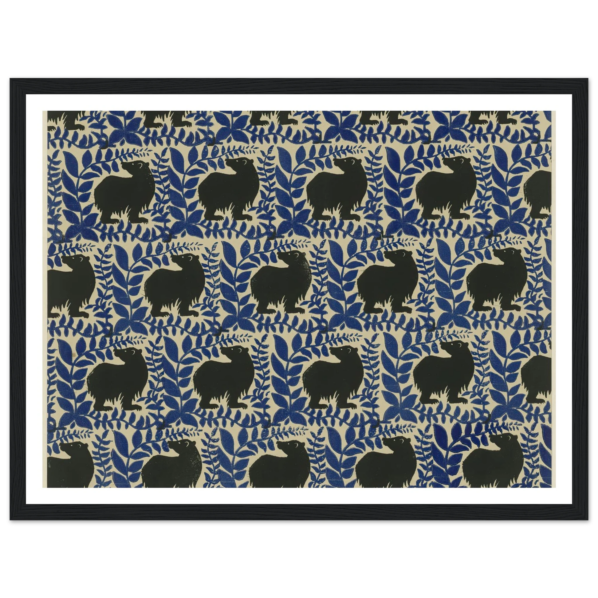 Buntpapier (Bären) (1902 - 1906) Art Print | Maria von Uchatius - Framed Poster - 30x40 cm / 12x16″ - Black frame