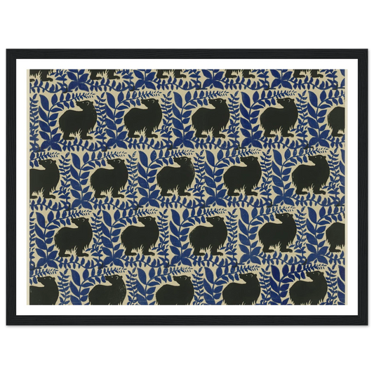 Buntpapier (Bären) (1902 - 1906) Art Print | Maria von Uchatius - Framed Poster - 30x40 cm / 12x16″ - Black frame