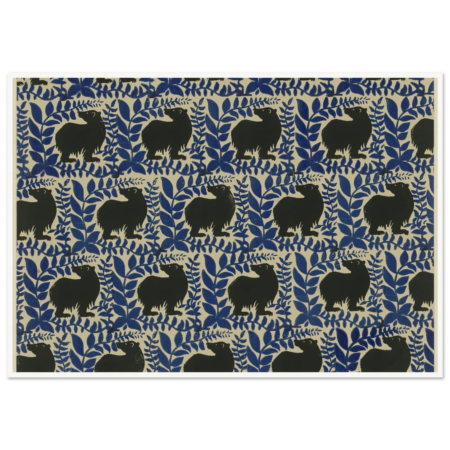 Buntpapier (Bären) (1902 - 1906) Art Print | Maria von Uchatius - Framed Poster - 30x40 cm / 12x16″ - Black frame