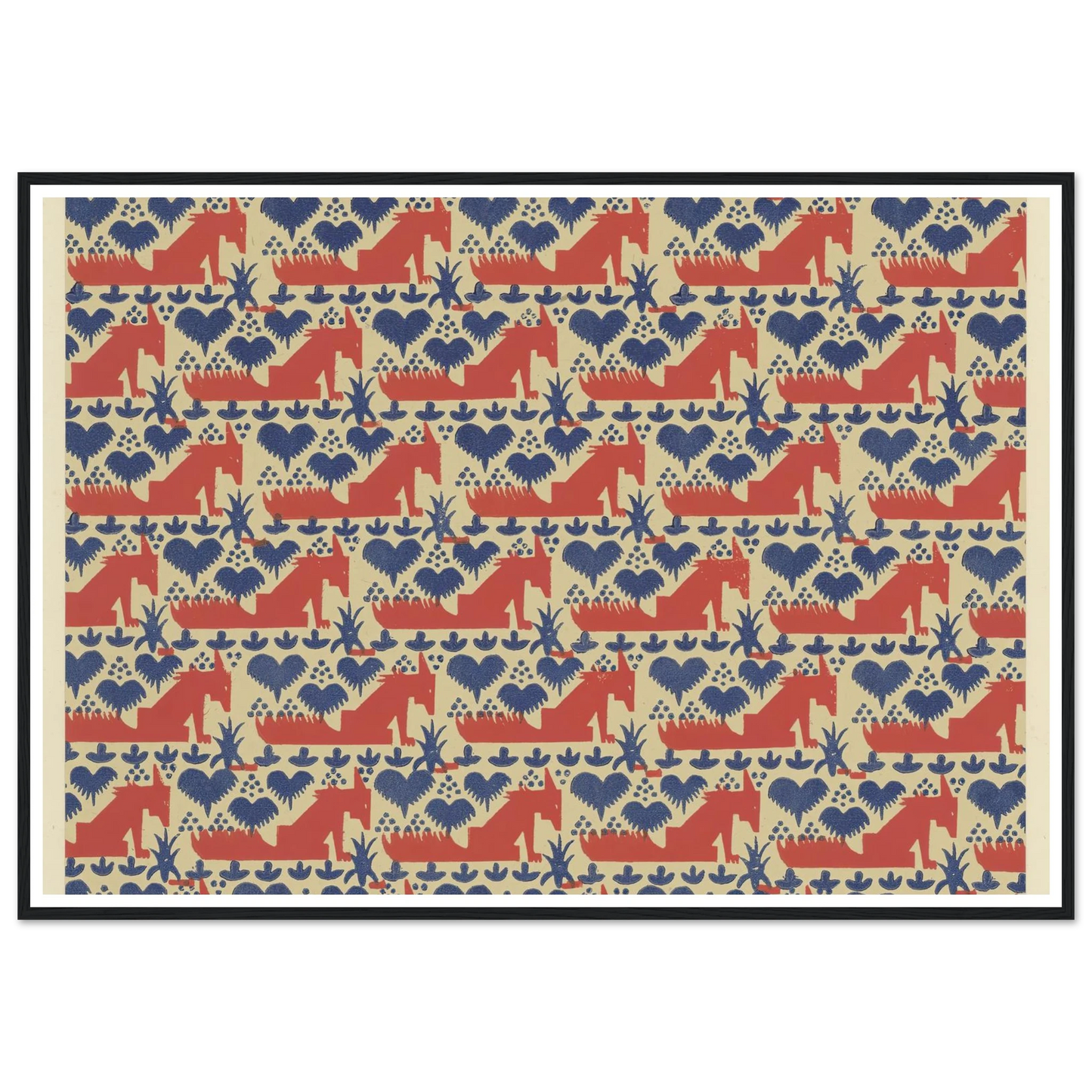 Buntpapier (Füchse) (1902 - 1906) Art Print | Maria von Uchatius - Framed Poster - 30x40 cm / 12x16″ - Black frame