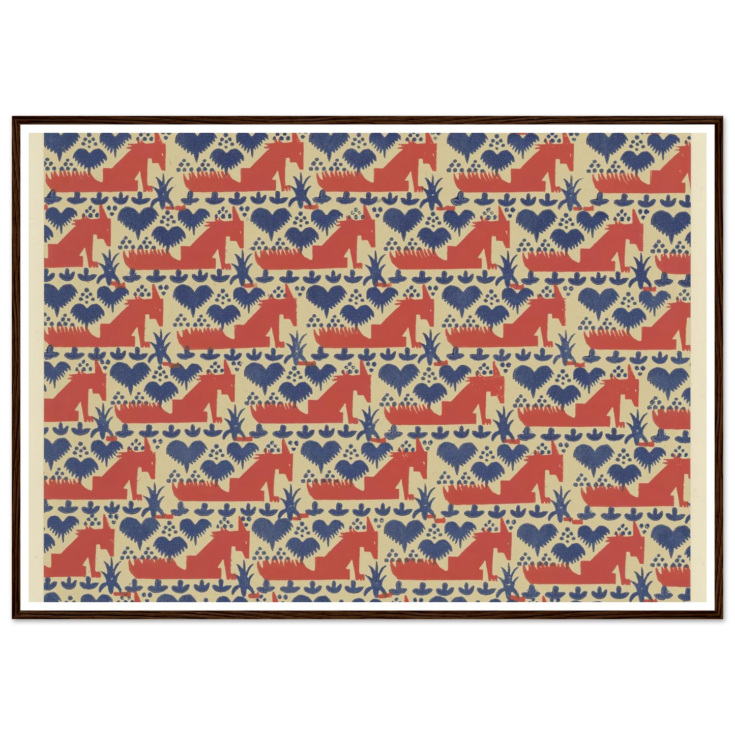 Buntpapier (Füchse) (1902 - 1906) Art Print | Maria von Uchatius - Framed Poster - 30x40 cm / 12x16″ - Black frame