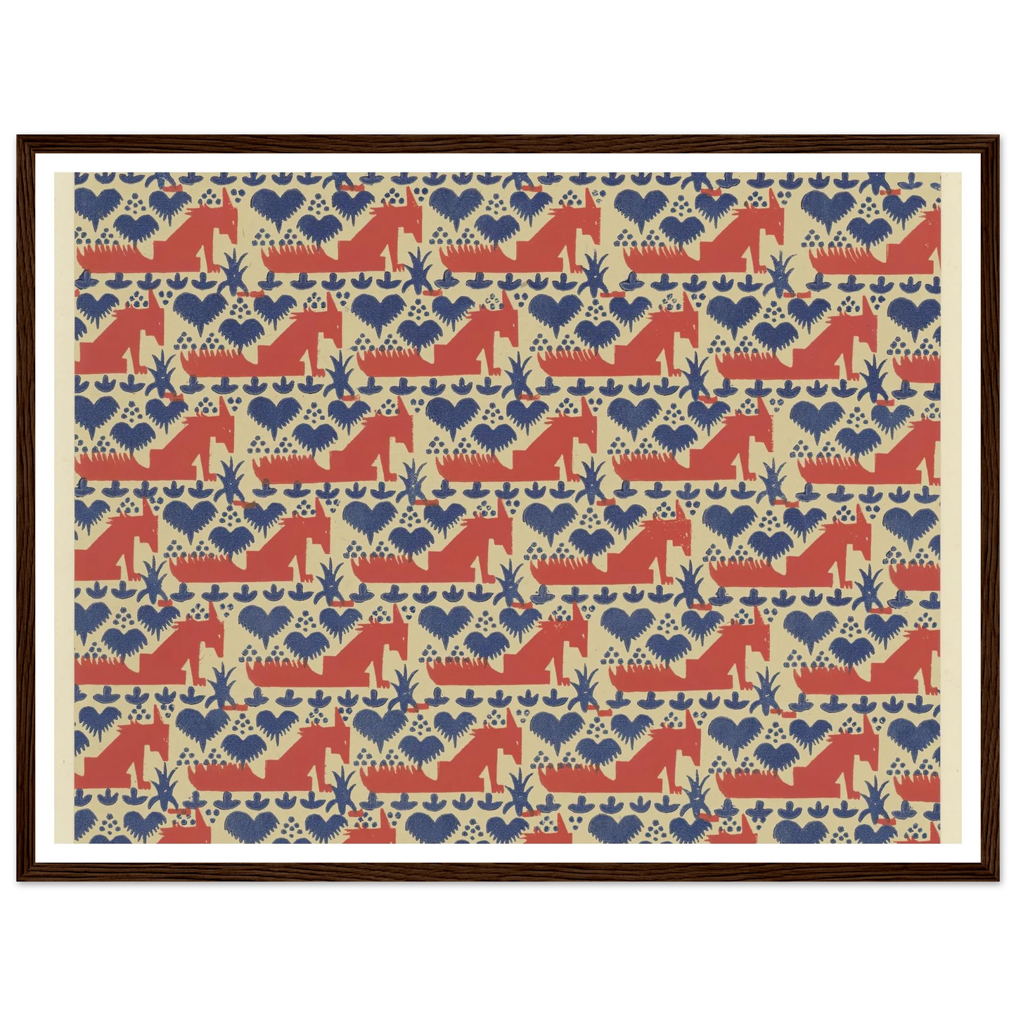 Buntpapier (Füchse) (1902 - 1906) Art Print | Maria von Uchatius - Framed Poster - 30x40 cm / 12x16″ - Black frame