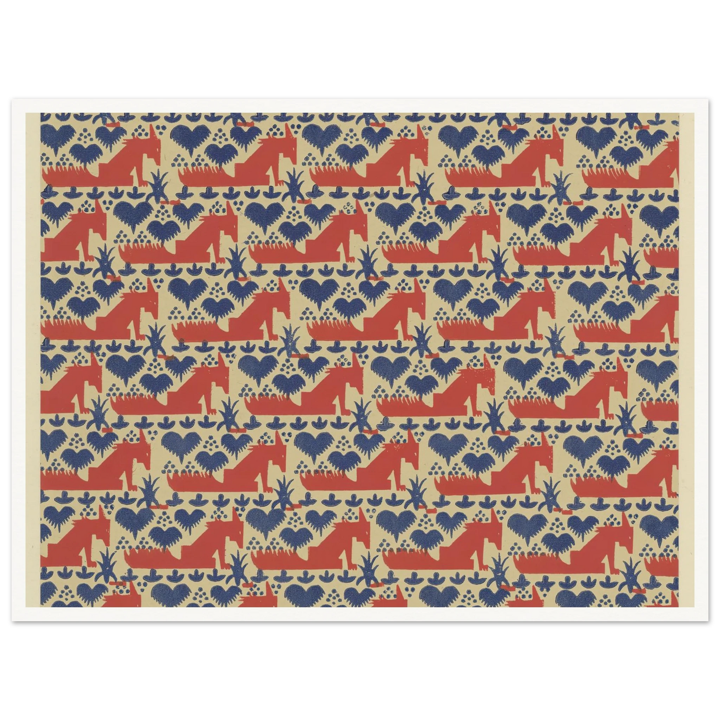 Buntpapier (Füchse) (1902 - 1906) Art Print | Maria von Uchatius - Framed Poster - 30x40 cm / 12x16″ - Black frame