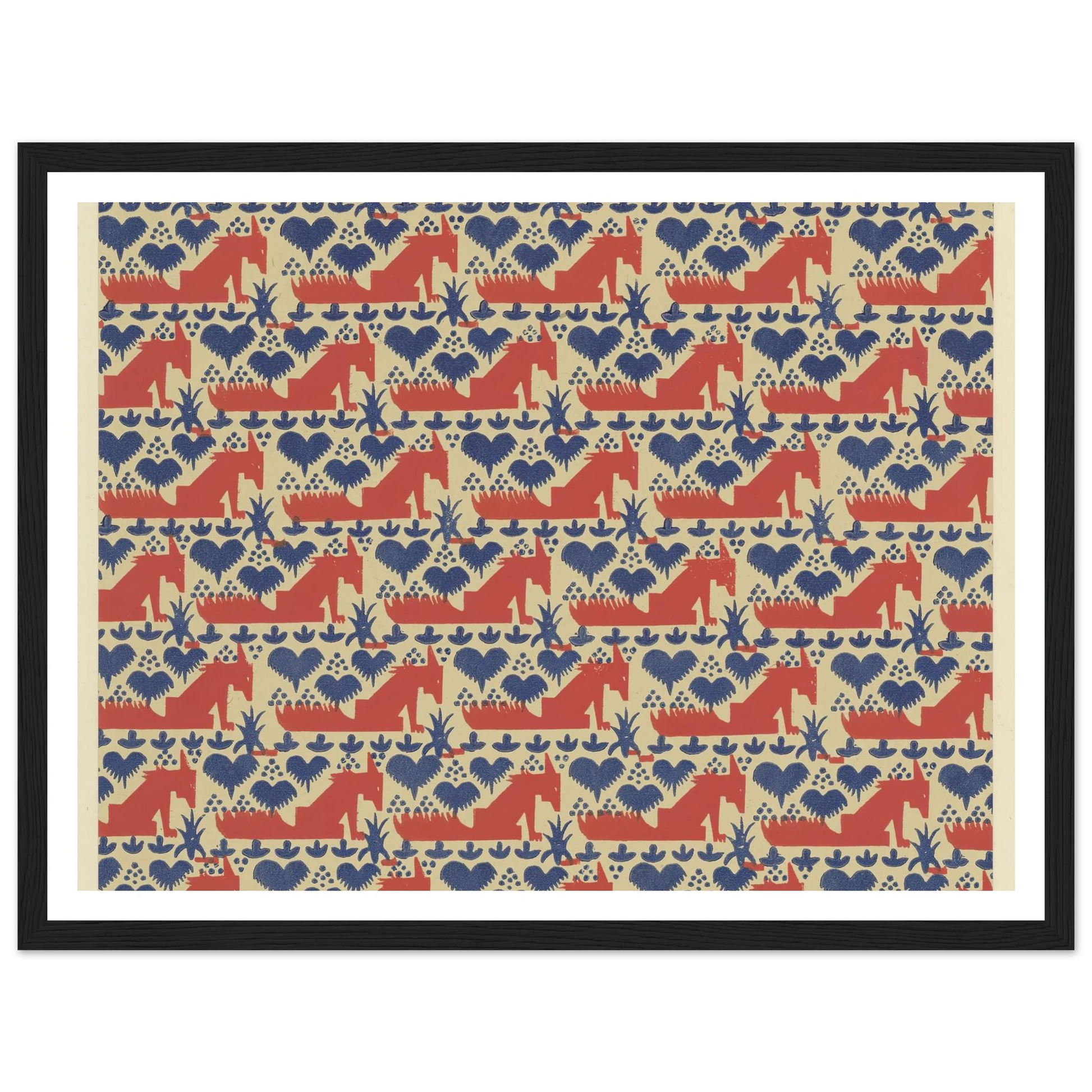 Buntpapier (Füchse) (1902 - 1906) Art Print | Maria von Uchatius - Framed Poster - 30x40 cm / 12x16″ - Black frame