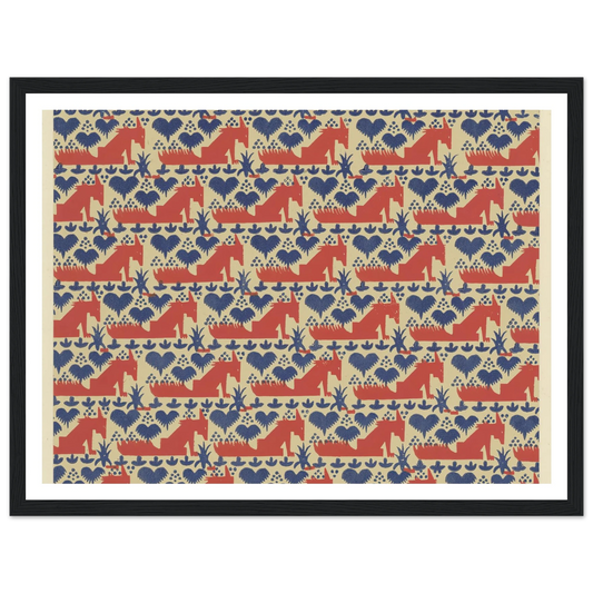 Buntpapier (Füchse) (1902 - 1906) Art Print | Maria von Uchatius - Framed Poster - 30x40 cm / 12x16″ - Black frame
