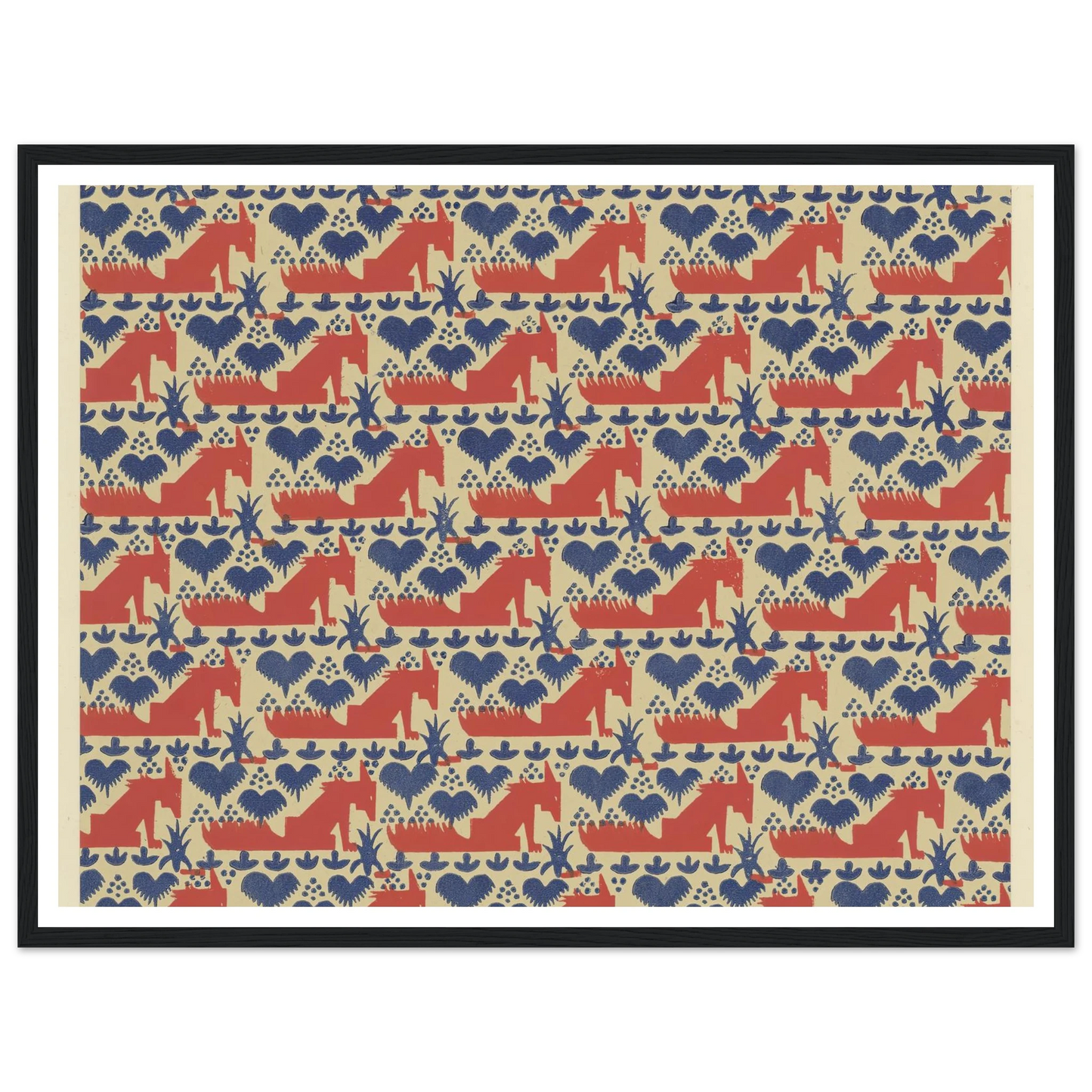 Buntpapier (Füchse) (1902 - 1906) Art Print | Maria von Uchatius - Framed Poster - 30x40 cm / 12x16″ - Black frame