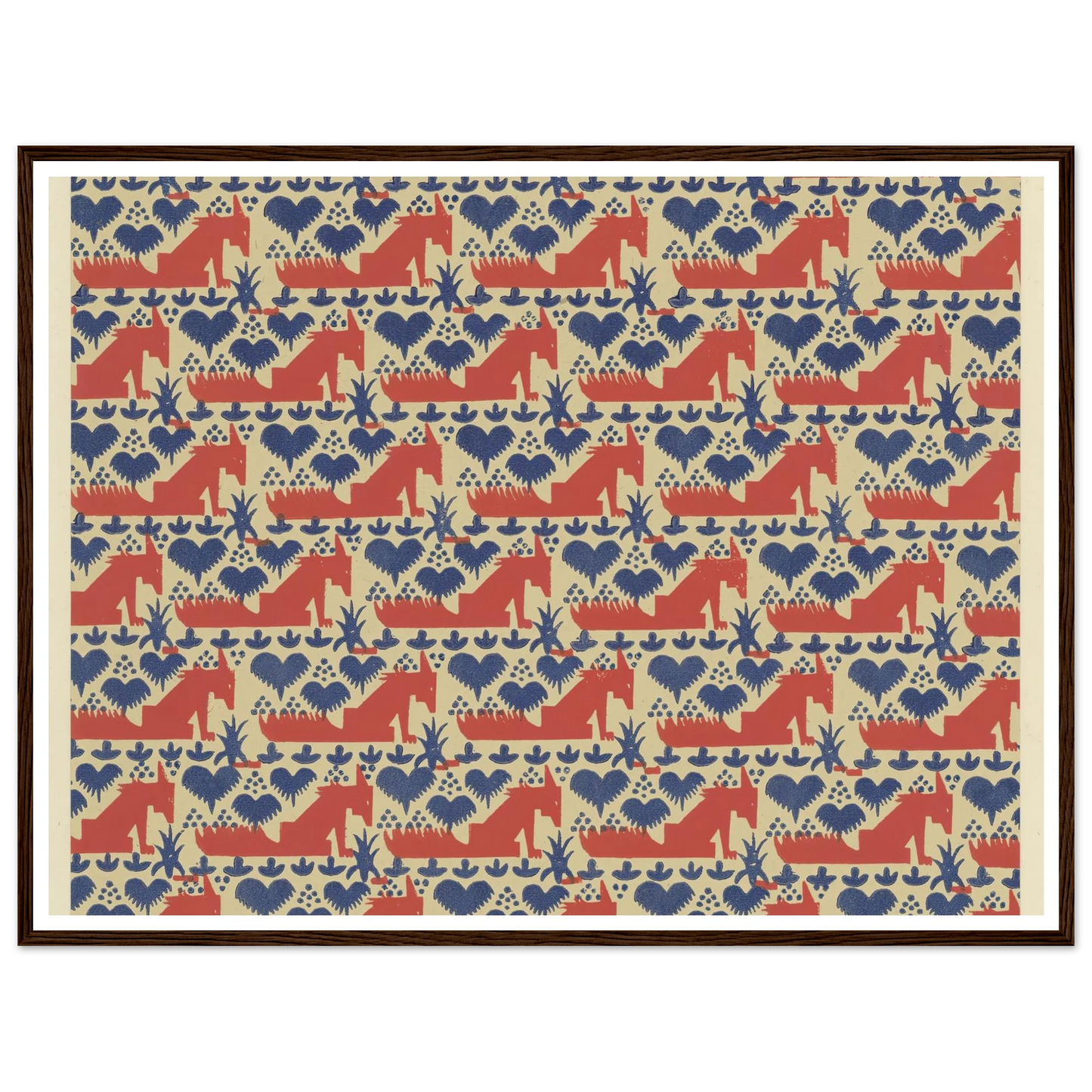 Buntpapier (Füchse) (1902 - 1906) Art Print | Maria von Uchatius - Framed Poster - 30x40 cm / 12x16″ - Black frame