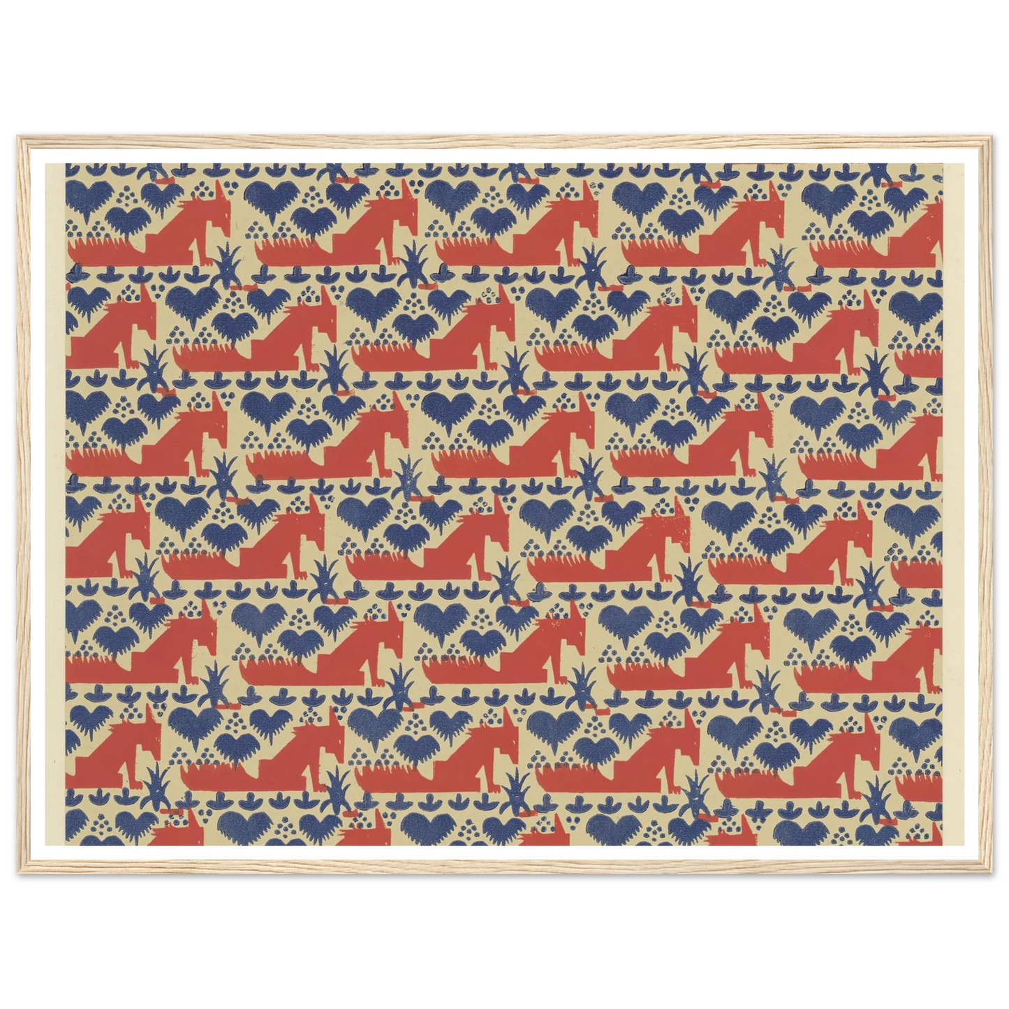 Buntpapier (Füchse) (1902 - 1906) Art Print | Maria von Uchatius - Framed Poster - 30x40 cm / 12x16″ - Black frame