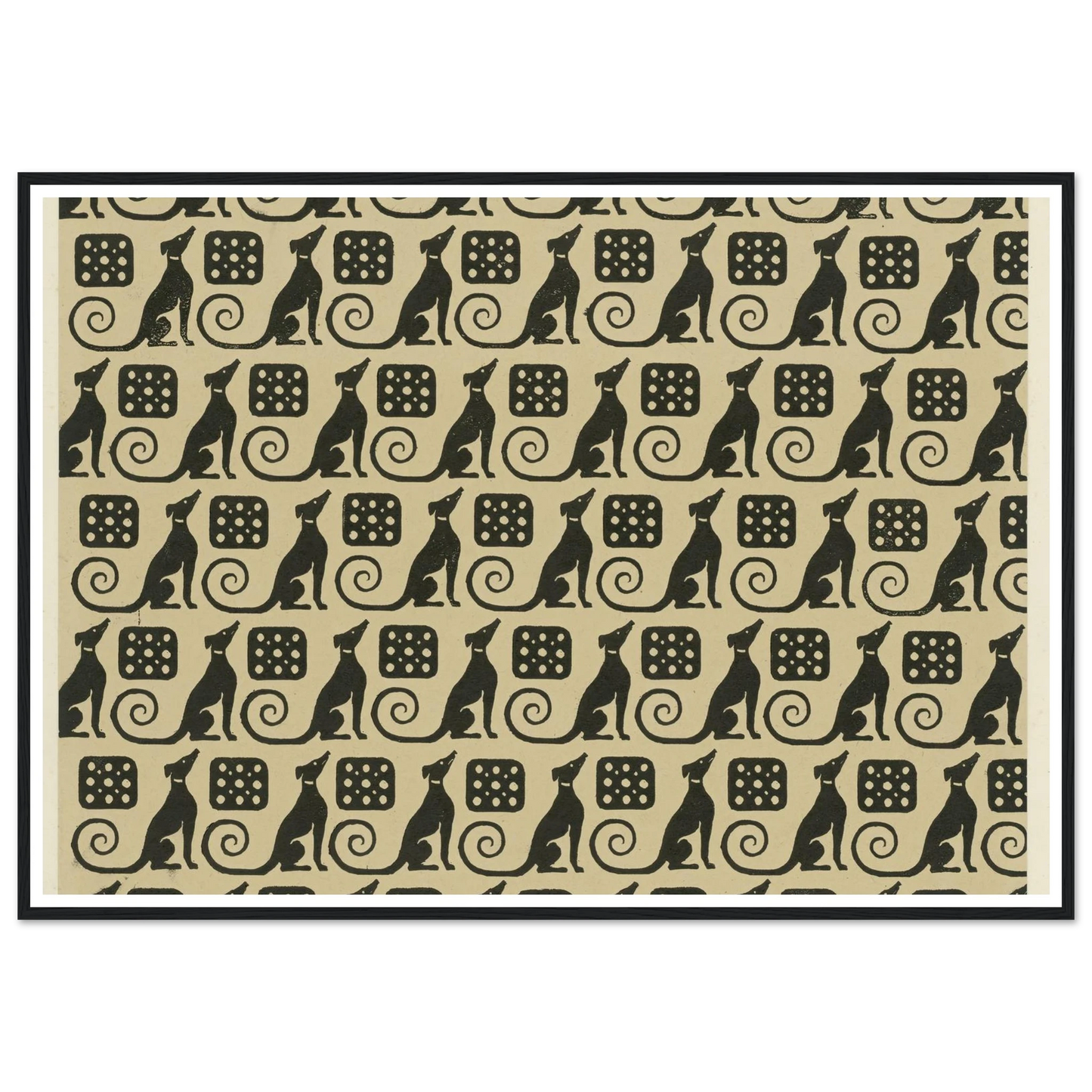 Buntpapier (Hunde) (1902 - 1906) Art Print | Maria von Uchatius - Framed Poster - 30x40 cm / 12x16″ - Black frame