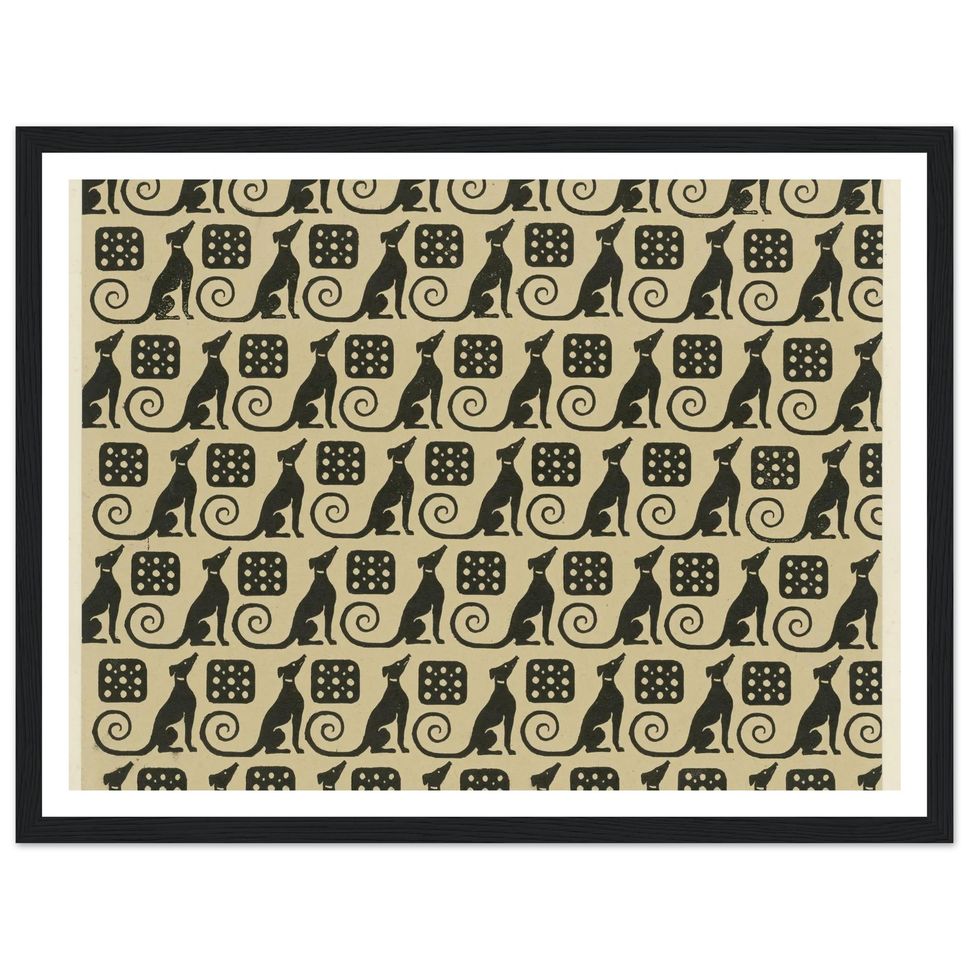 Buntpapier (Hunde) (1902 - 1906) Art Print | Maria von Uchatius - Framed Poster - 30x40 cm / 12x16″ - Black frame