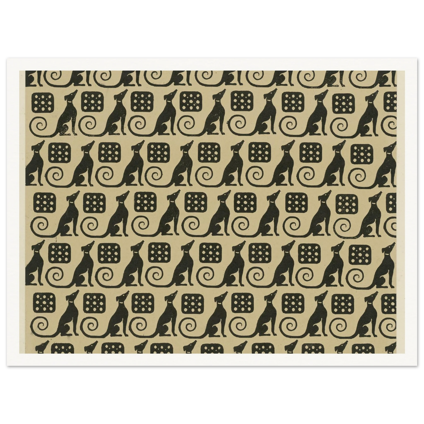 Buntpapier (Hunde) (1902 - 1906) Art Print | Maria von Uchatius - Framed Poster - 30x40 cm / 12x16″ - Black frame