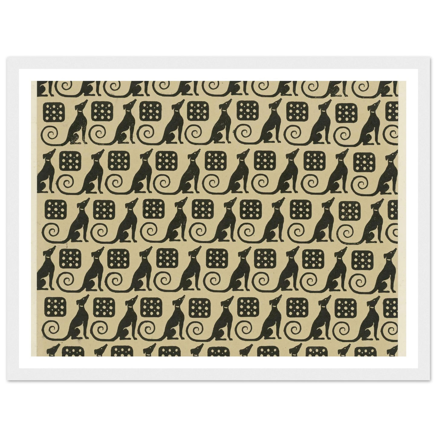 Buntpapier (Hunde) (1902 - 1906) Art Print | Maria von Uchatius - Framed Poster - 30x40 cm / 12x16″ - Black frame