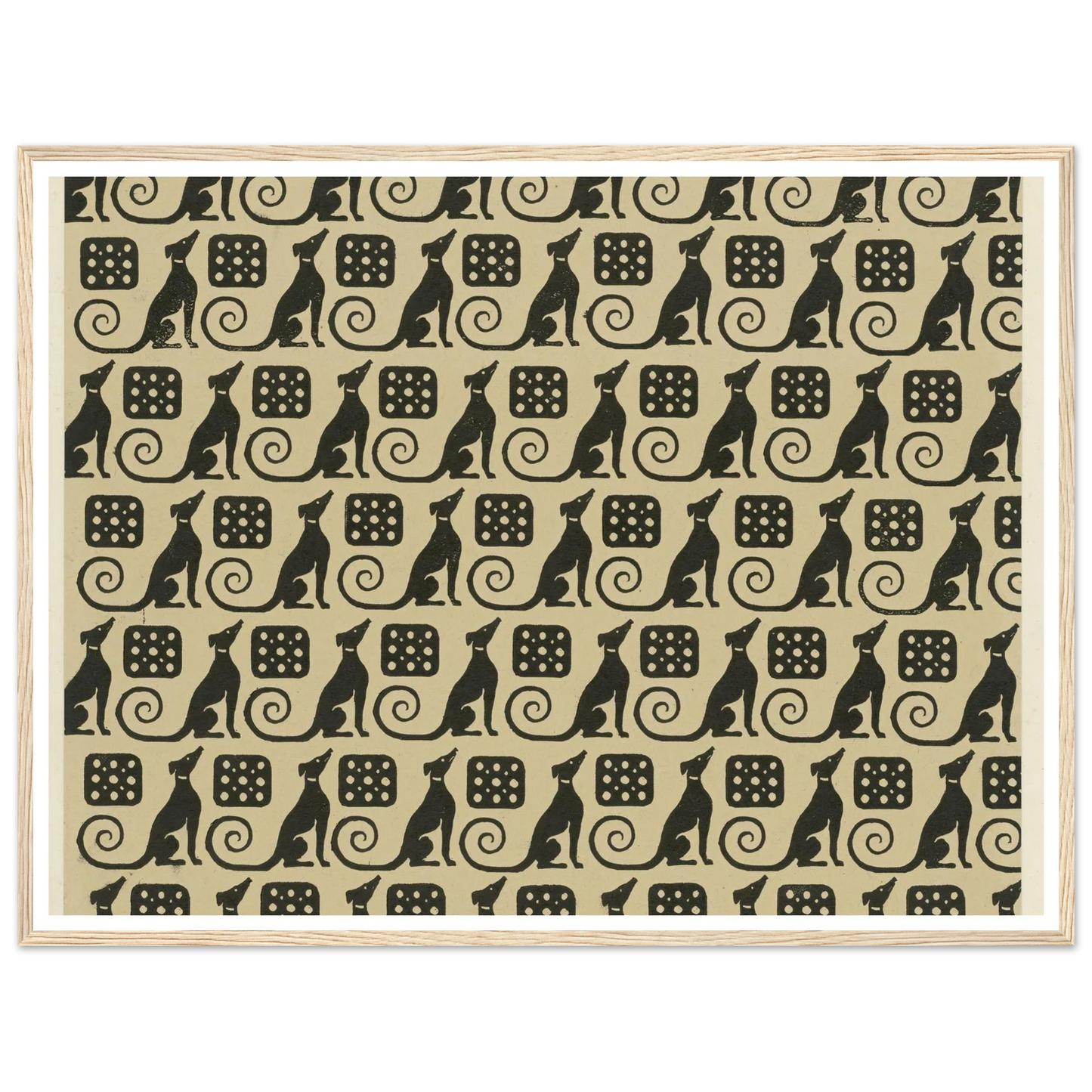 Buntpapier (Hunde) (1902 - 1906) Art Print | Maria von Uchatius - Framed Poster - 30x40 cm / 12x16″ - Black frame