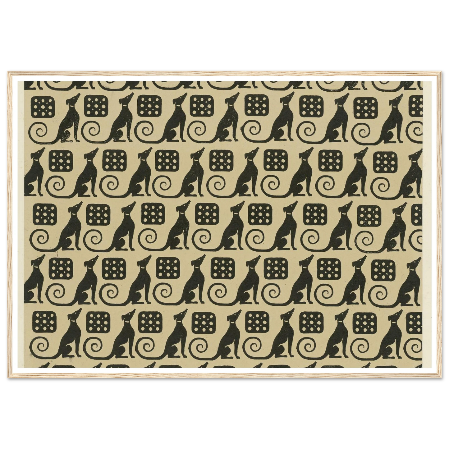 Buntpapier (Hunde) (1902 - 1906) Art Print | Maria von Uchatius - Framed Poster - 30x40 cm / 12x16″ - Black frame