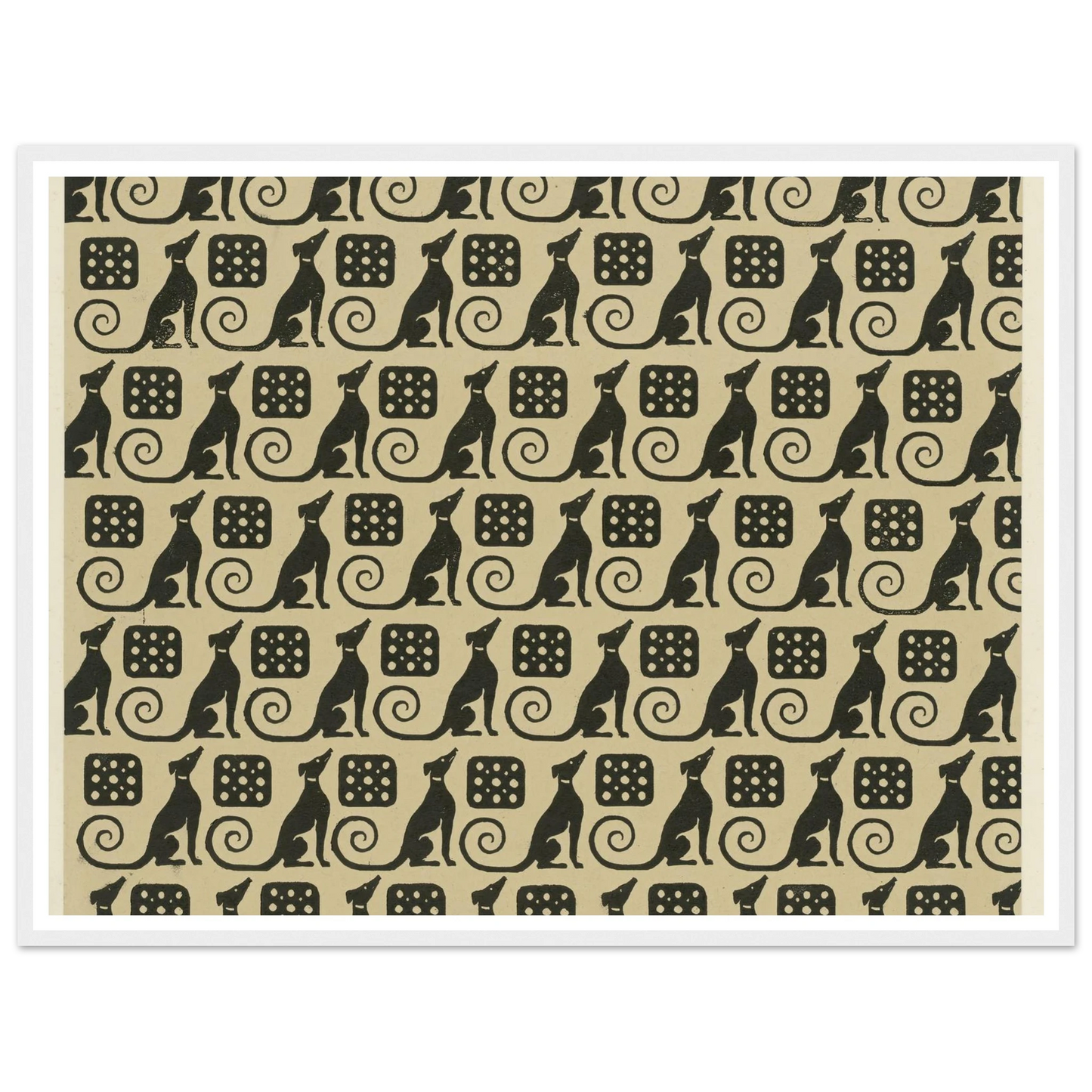 Buntpapier (Hunde) (1902 - 1906) Art Print | Maria von Uchatius - Framed Poster - 30x40 cm / 12x16″ - Black frame