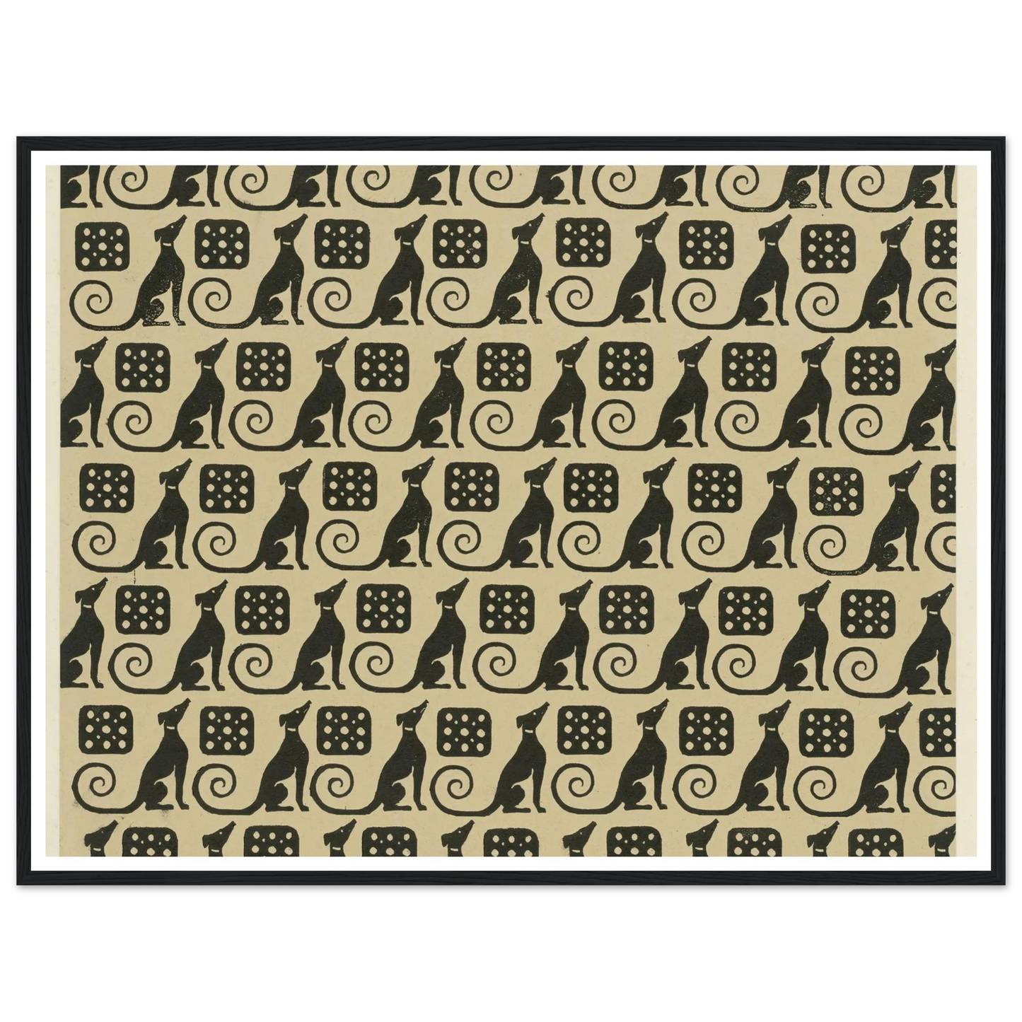 Buntpapier (Hunde) (1902 - 1906) Art Print | Maria von Uchatius - Framed Poster - 30x40 cm / 12x16″ - Black frame