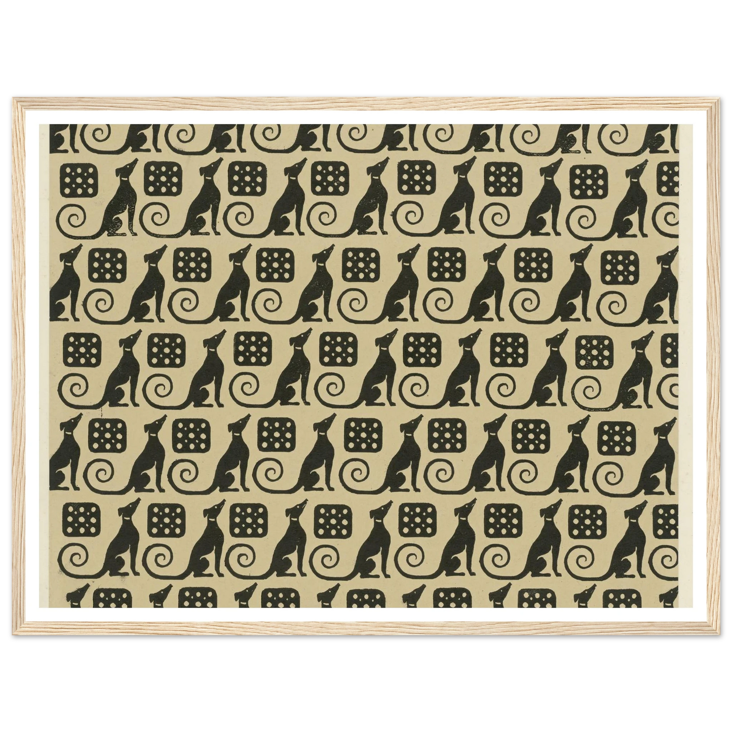 Buntpapier (Hunde) (1902 - 1906) Art Print | Maria von Uchatius - Framed Poster - 30x40 cm / 12x16″ - Black frame