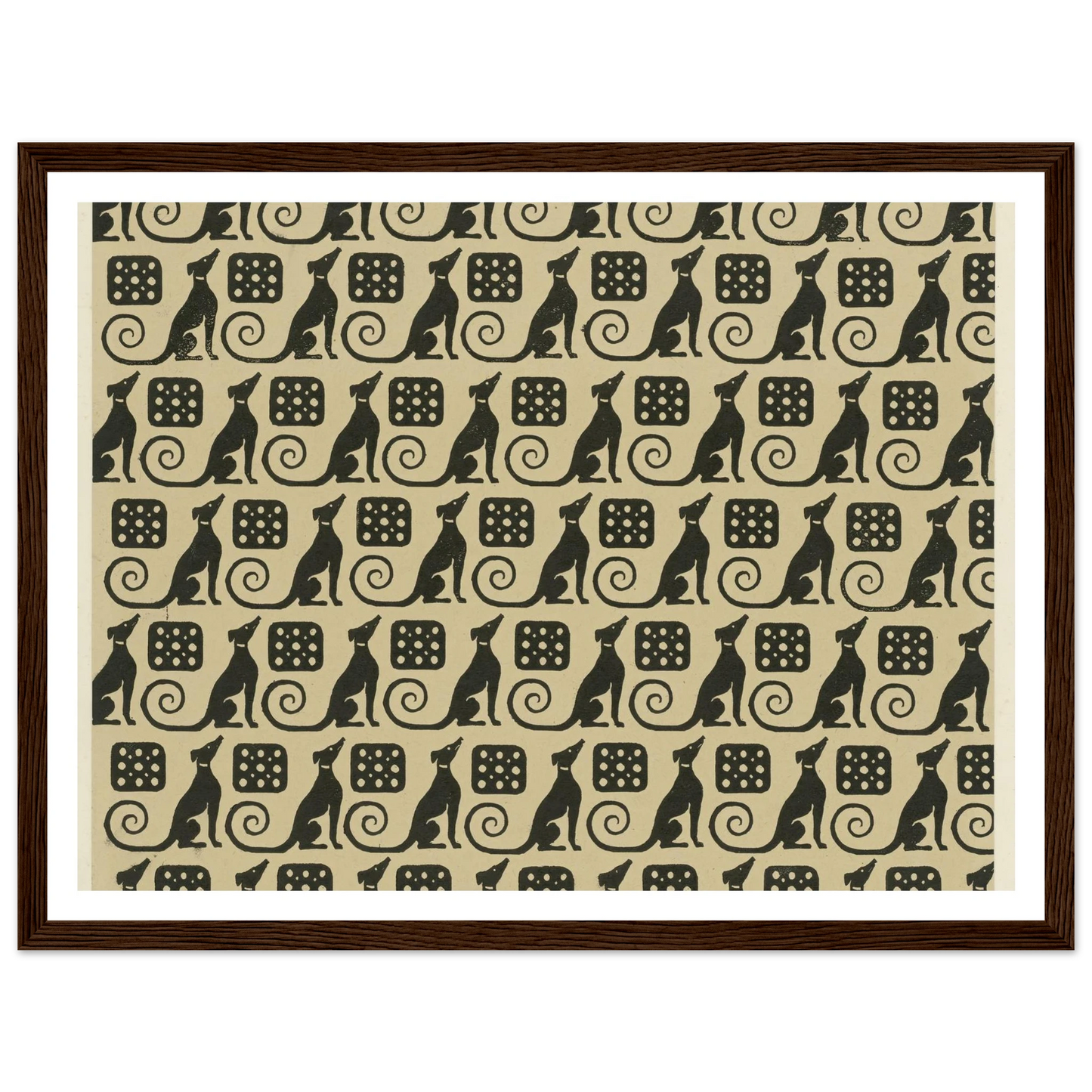 Buntpapier (Hunde) (1902 - 1906) Art Print | Maria von Uchatius - Framed Poster - 30x40 cm / 12x16″ - Black frame