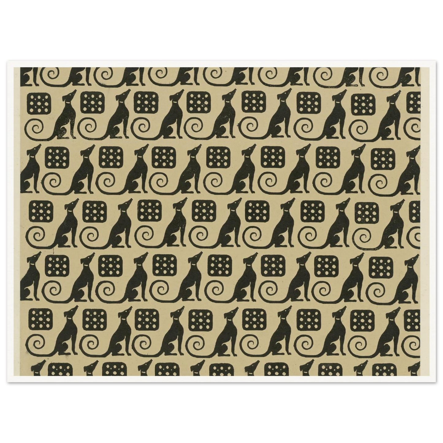 Buntpapier (Hunde) (1902 - 1906) Art Print | Maria von Uchatius - Framed Poster - 30x40 cm / 12x16″ - Black frame