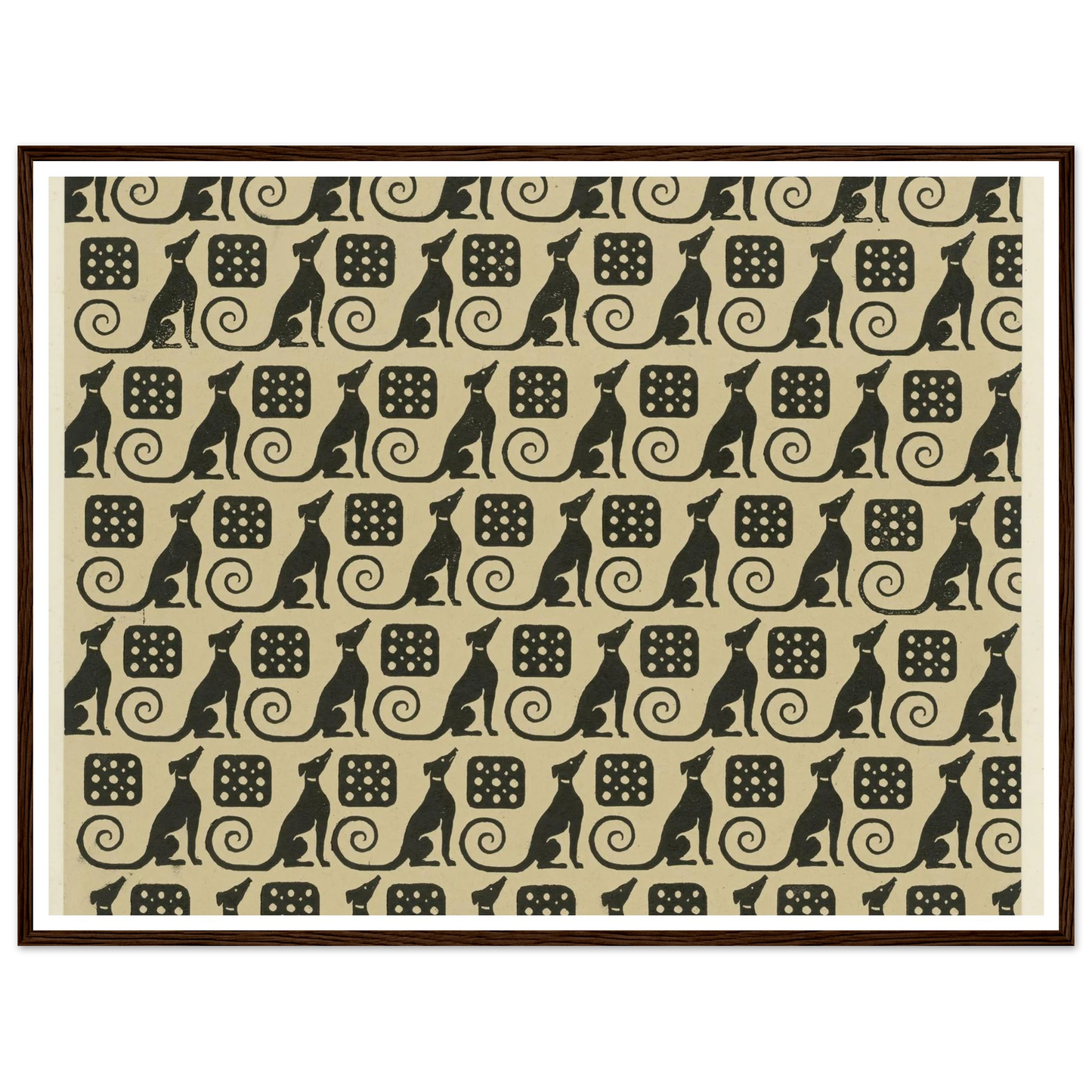 Buntpapier (Hunde) (1902 - 1906) Art Print | Maria von Uchatius - Framed Poster - 30x40 cm / 12x16″ - Black frame