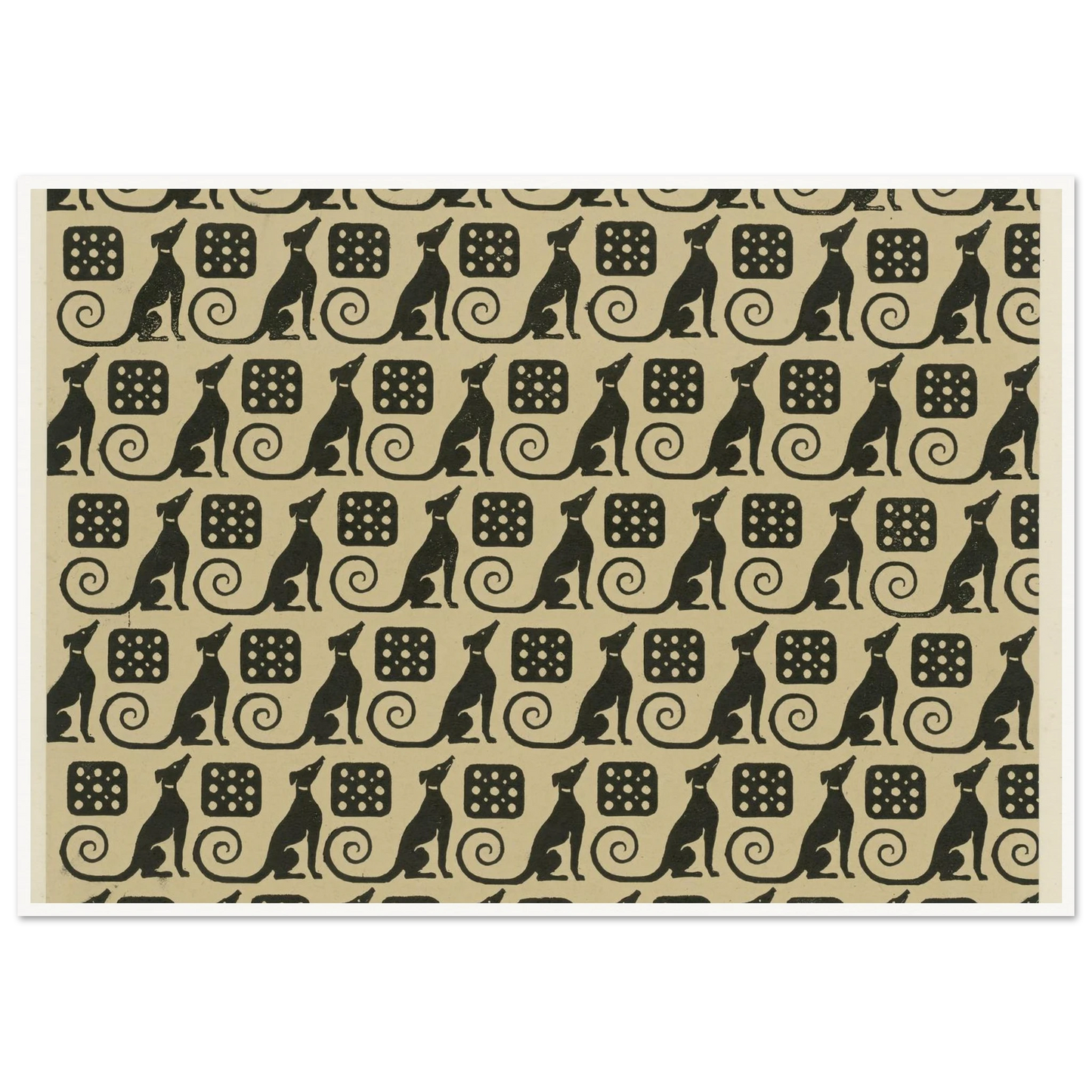 Buntpapier (Hunde) (1902 - 1906) Art Print | Maria von Uchatius - Framed Poster - 30x40 cm / 12x16″ - Black frame