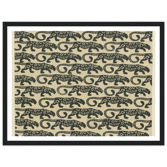 Buntpapier (Leoparden) (1902 - 1906) Art Print | Maria von Uchatius - Framed Poster - 30x40 cm / 12x16″ - Black frame
