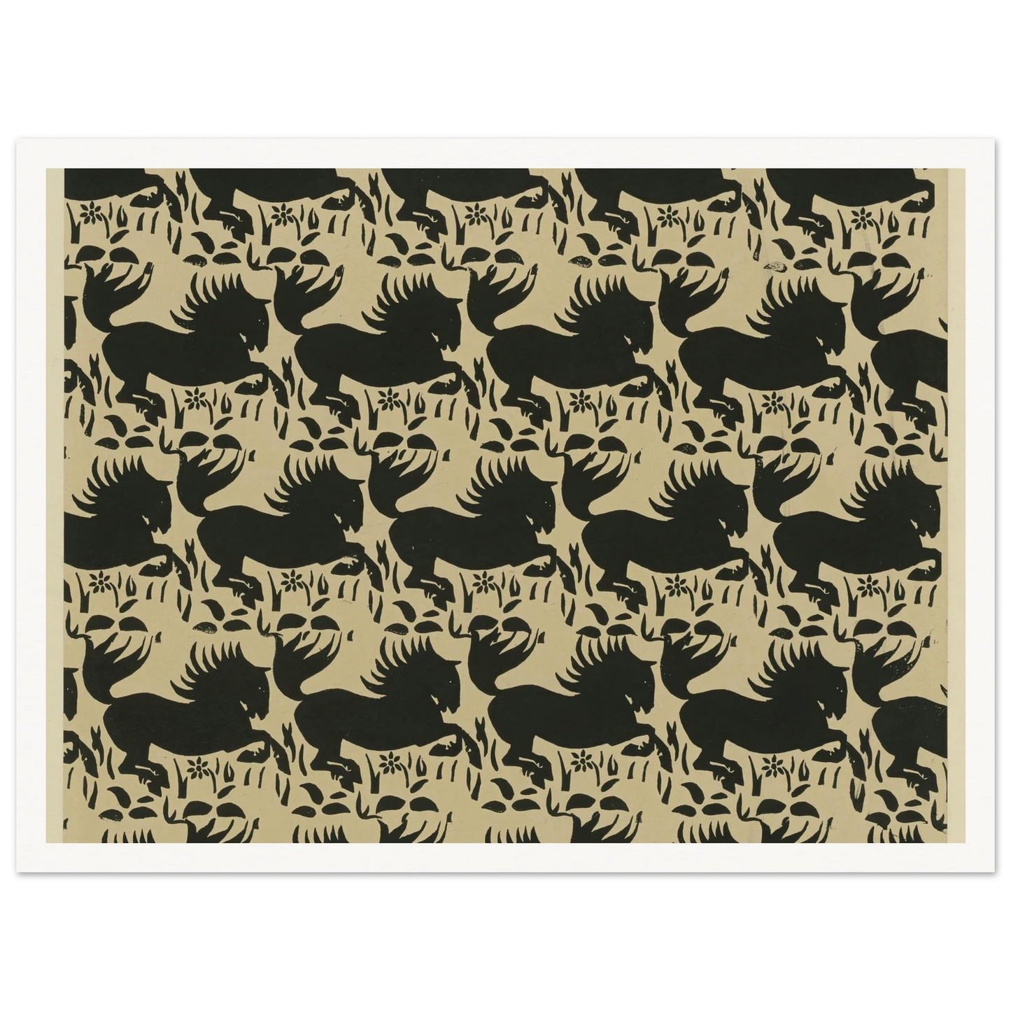 Buntpapier (Pferde) (1902 - 1906) Art Print | Maria von Uchatius - Framed Poster - 30x40 cm / 12x16″ - Black frame