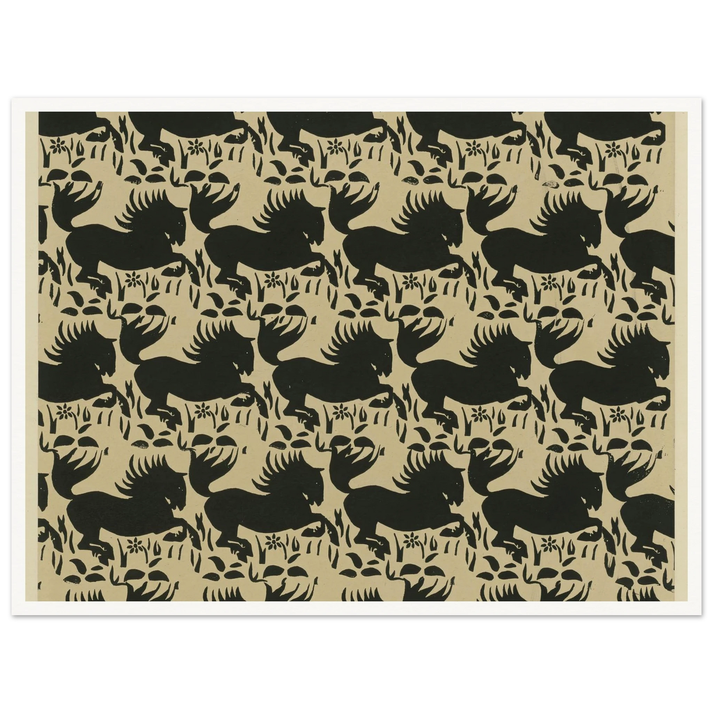 Buntpapier (Pferde) (1902 - 1906) Art Print | Maria von Uchatius - Framed Poster - 30x40 cm / 12x16″ - Black frame