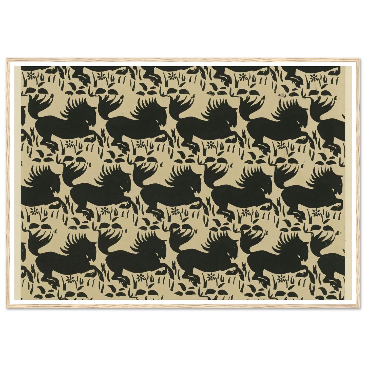 Buntpapier (Pferde) (1902 - 1906) Art Print | Maria von Uchatius - Framed Poster - 30x40 cm / 12x16″ - Black frame