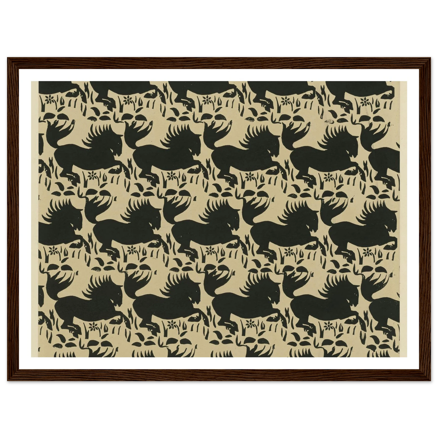 Buntpapier (Pferde) (1902 - 1906) Art Print | Maria von Uchatius - Framed Poster - 30x40 cm / 12x16″ - Black frame