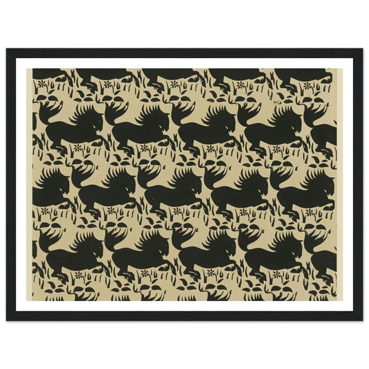 Buntpapier (Pferde) (1902 - 1906) Art Print | Maria von Uchatius - Framed Poster - 30x40 cm / 12x16″ - Black frame
