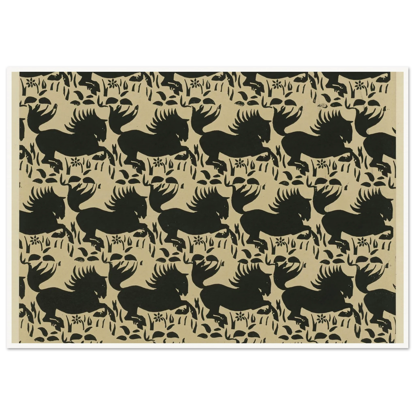 Buntpapier (Pferde) (1902 - 1906) Art Print | Maria von Uchatius - Framed Poster - 30x40 cm / 12x16″ - Black frame