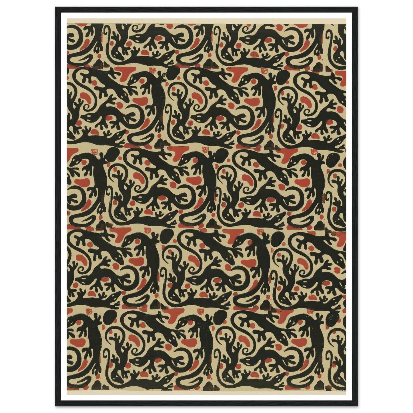 Buntpapier (Salamander) (1902 - 1906) Art Print | Maria von Uchatius - Framed Poster - 30x40 cm / 12x16″ - Black frame