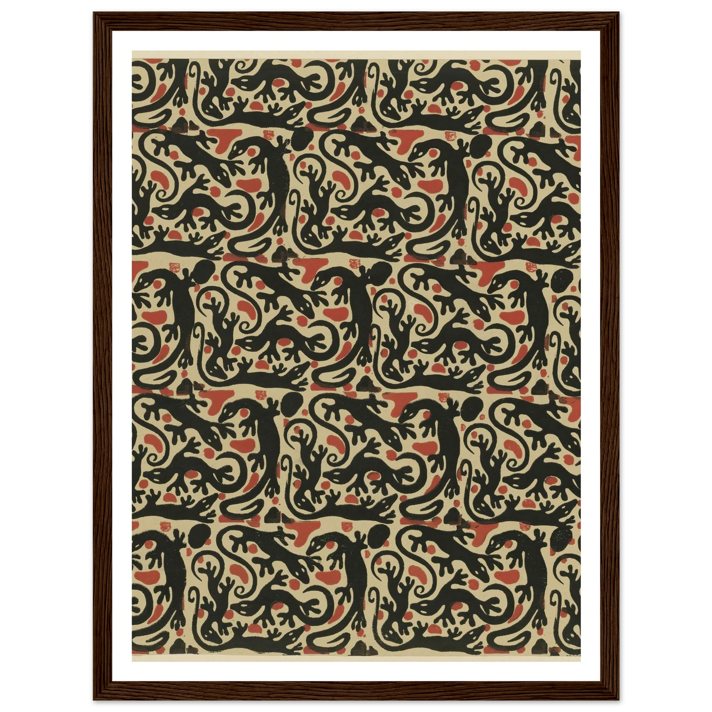 Buntpapier (Salamander) (1902 - 1906) Art Print | Maria von Uchatius - Framed Poster - 30x40 cm / 12x16″ - Black frame