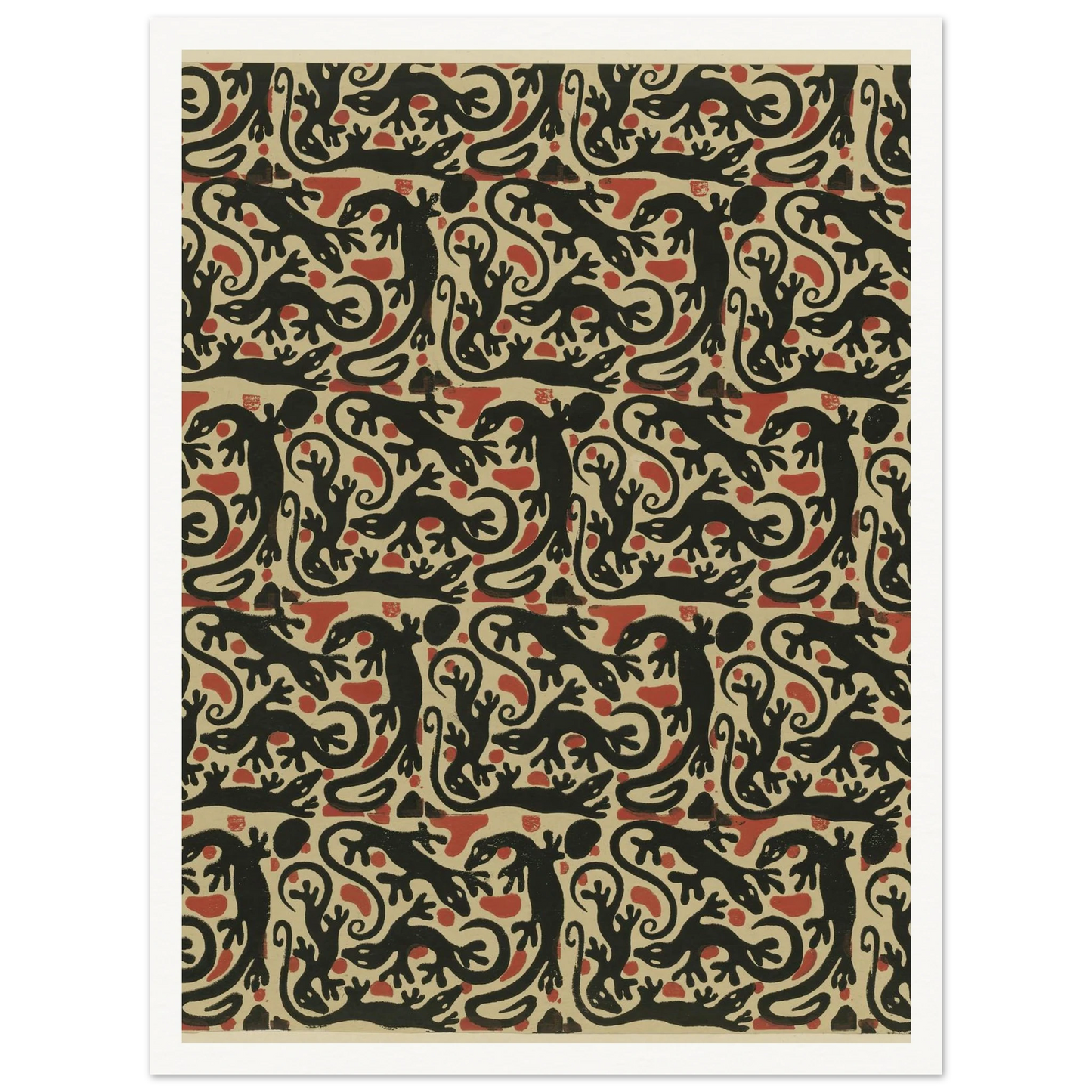 Buntpapier (Salamander) (1902 - 1906) Art Print | Maria von Uchatius - Framed Poster - 30x40 cm / 12x16″ - Black frame