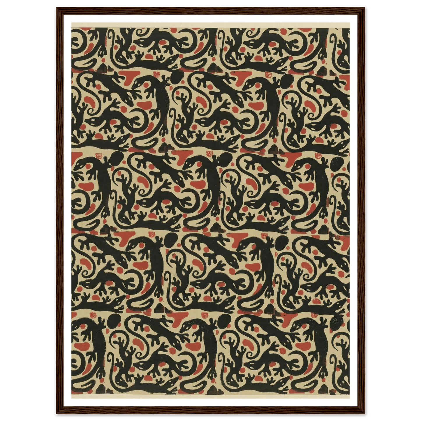 Buntpapier (Salamander) (1902 - 1906) Art Print | Maria von Uchatius - Framed Poster - 30x40 cm / 12x16″ - Black frame