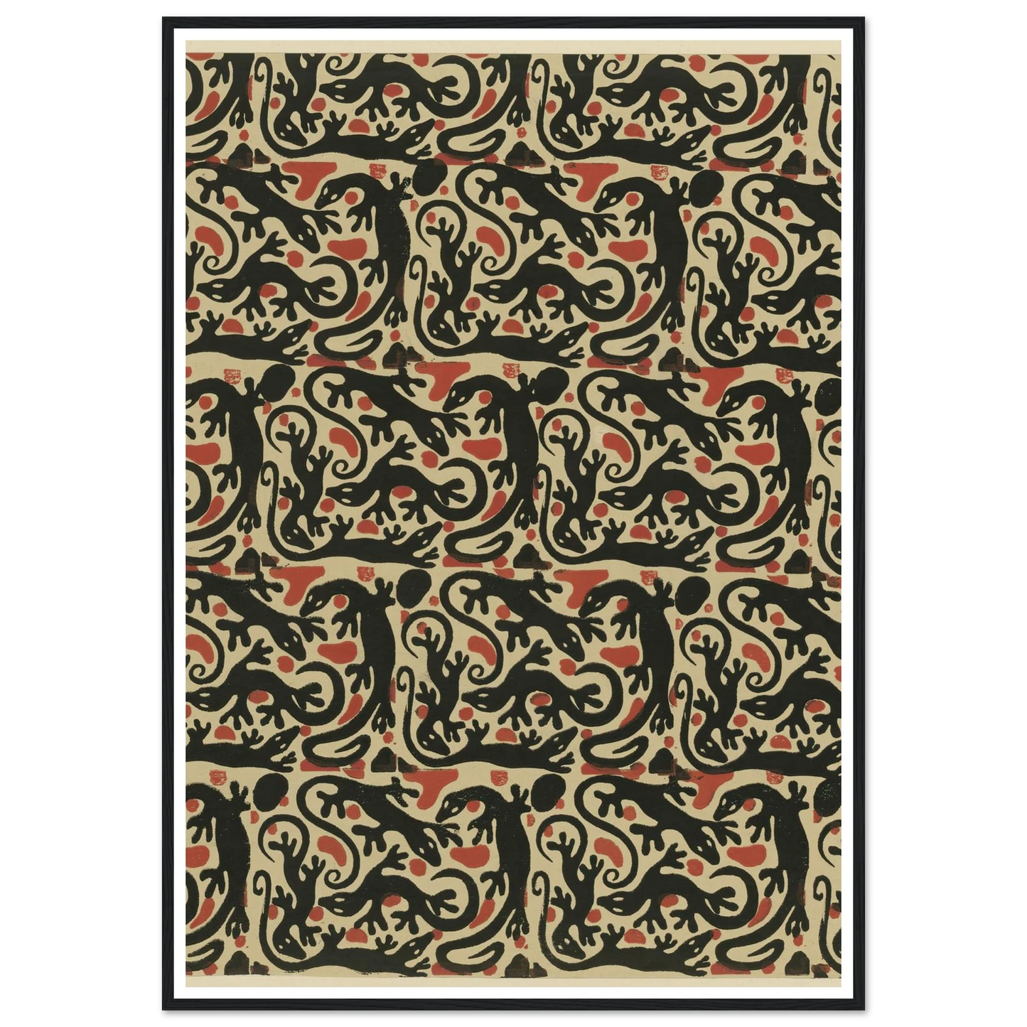 Buntpapier (Salamander) (1902 - 1906) Art Print | Maria von Uchatius - Framed Poster - 30x40 cm / 12x16″ - Black frame