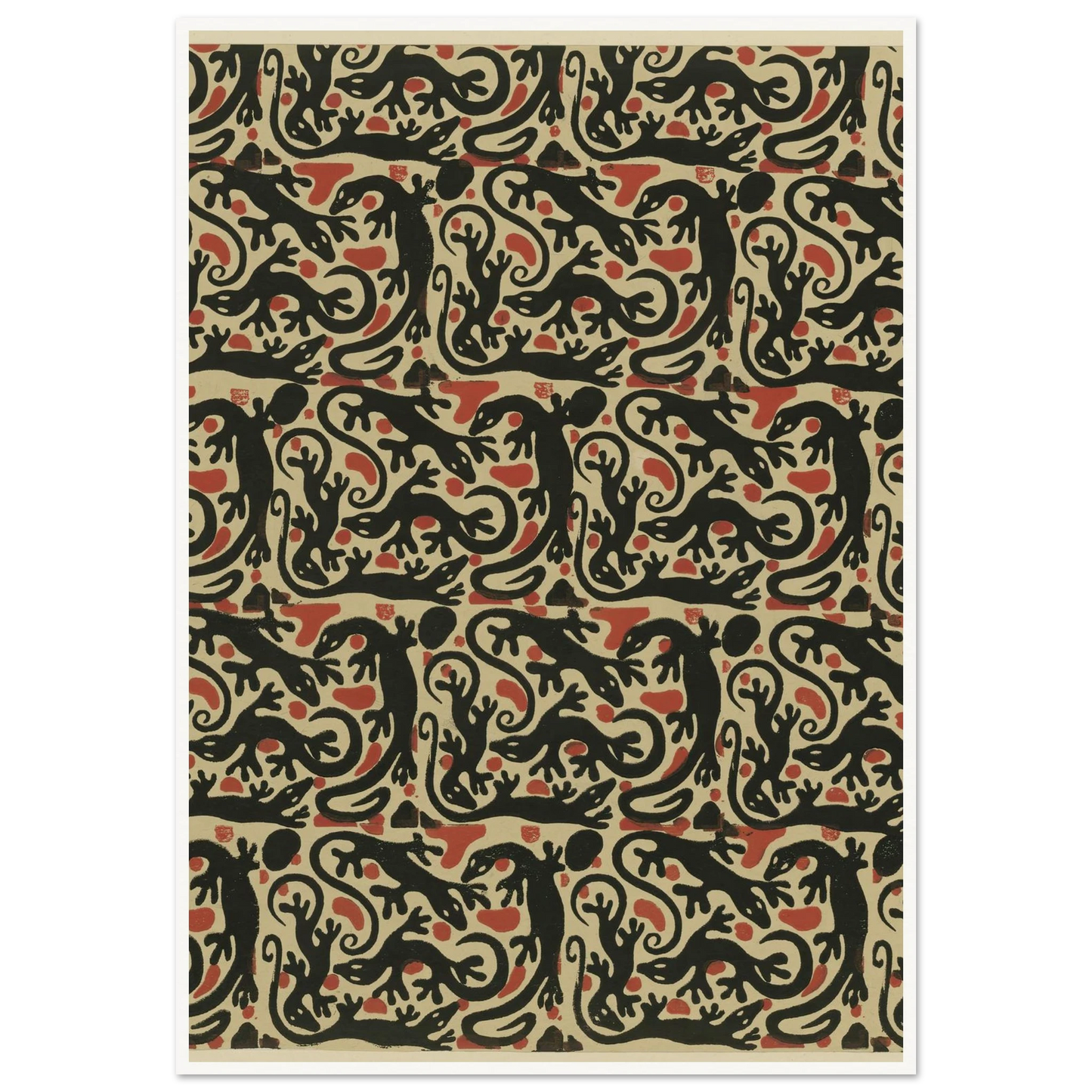 Buntpapier (Salamander) (1902 - 1906) Art Print | Maria von Uchatius - Framed Poster - 30x40 cm / 12x16″ - Black frame