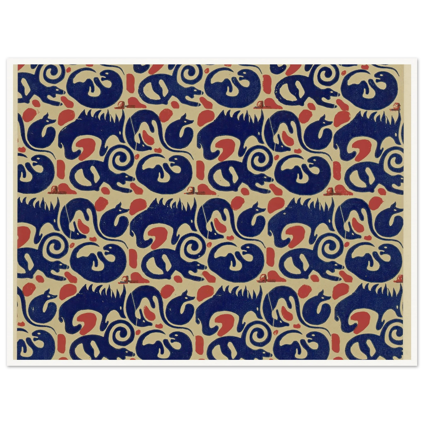 Buntpapier (Tiere) (1902 - 1906) Art Print | Maria von Uchatius - Framed Poster - 30x40 cm / 12x16″ - Black frame