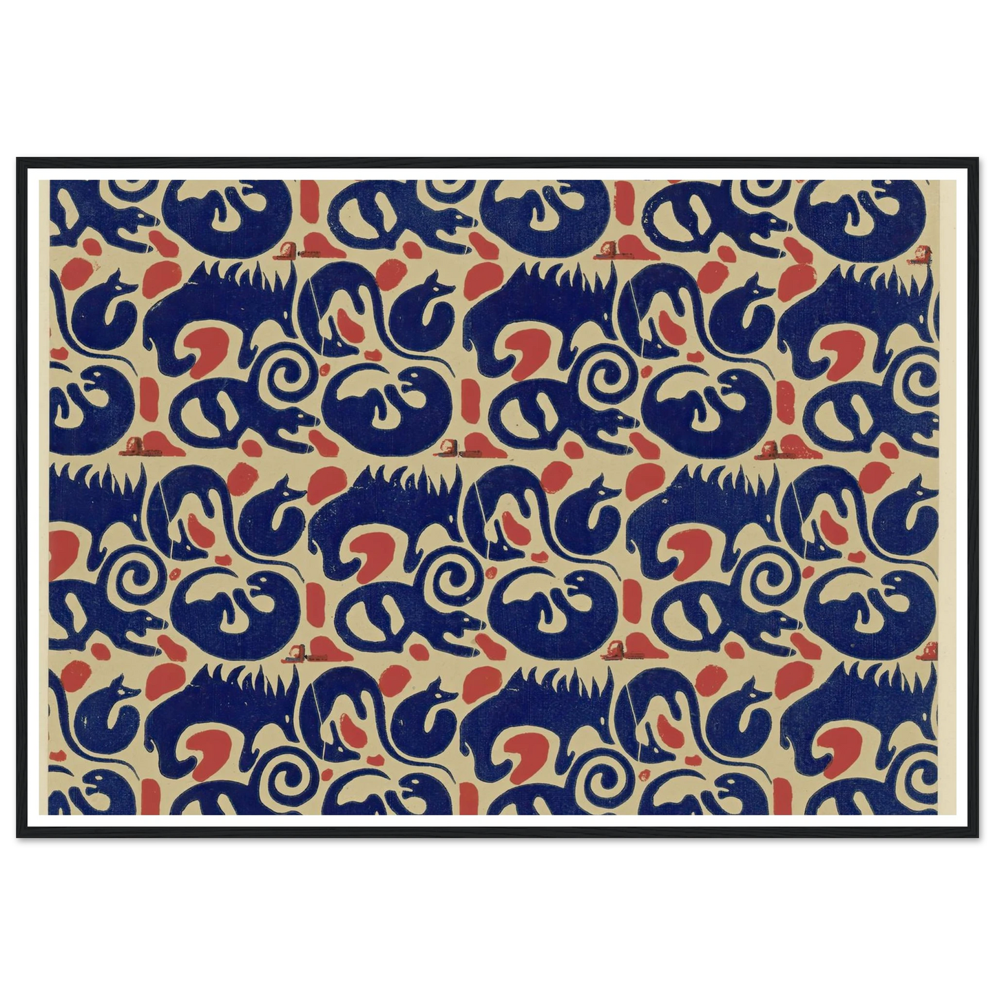 Buntpapier (Tiere) (1902 - 1906) Art Print | Maria von Uchatius - Framed Poster - 30x40 cm / 12x16″ - Black frame