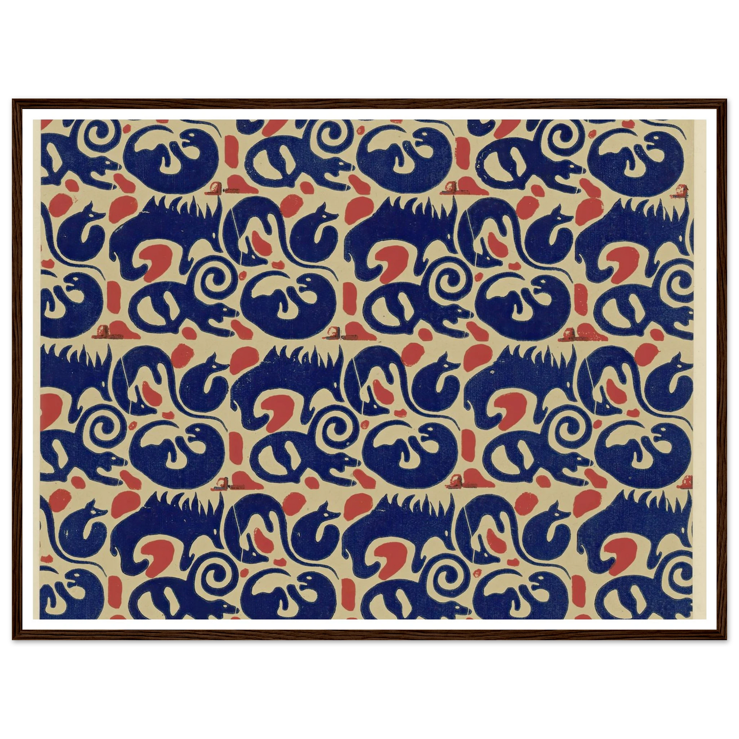 Buntpapier (Tiere) (1902 - 1906) Art Print | Maria von Uchatius - Framed Poster - 30x40 cm / 12x16″ - Black frame