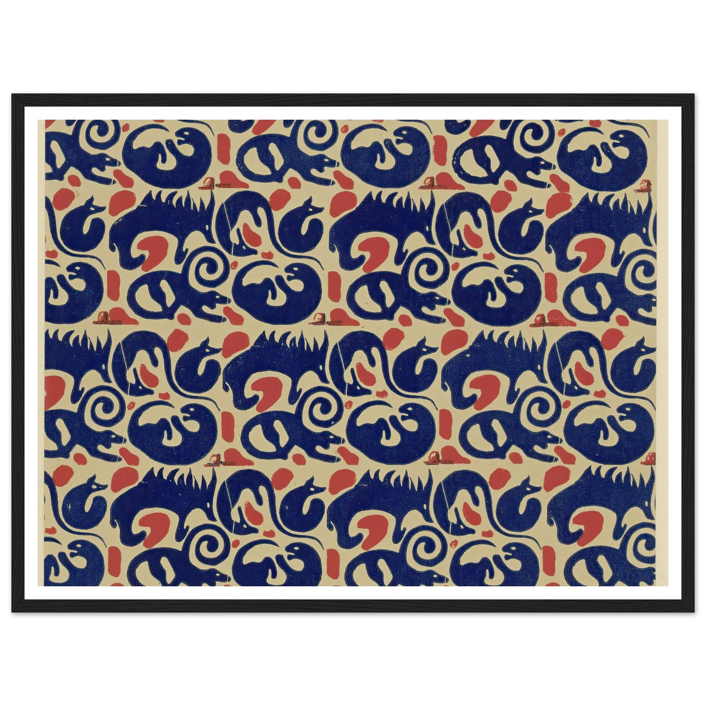 Buntpapier (Tiere) (1902 - 1906) Art Print | Maria von Uchatius - Framed Poster - 30x40 cm / 12x16″ - Black frame