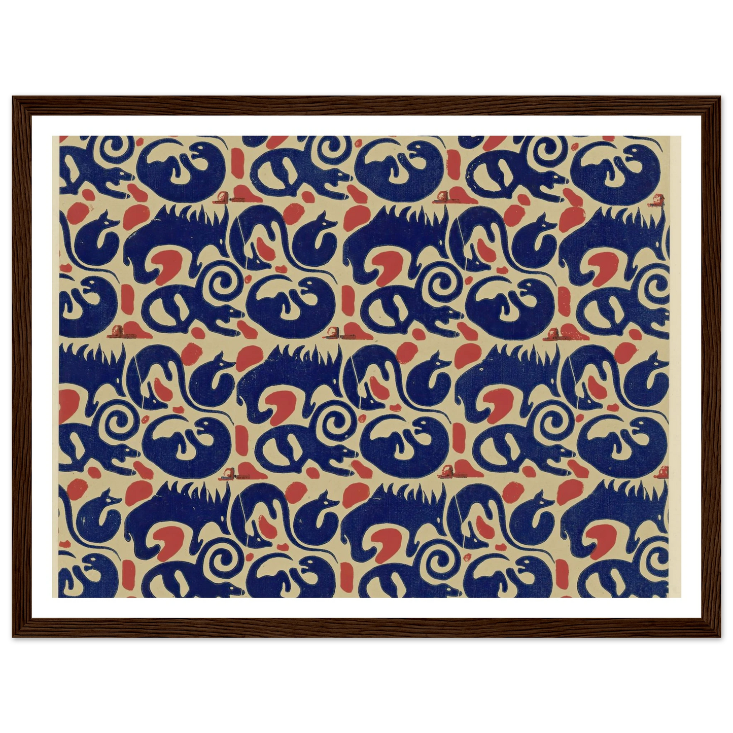 Buntpapier (Tiere) (1902 - 1906) Art Print | Maria von Uchatius - Framed Poster - 30x40 cm / 12x16″ - Black frame