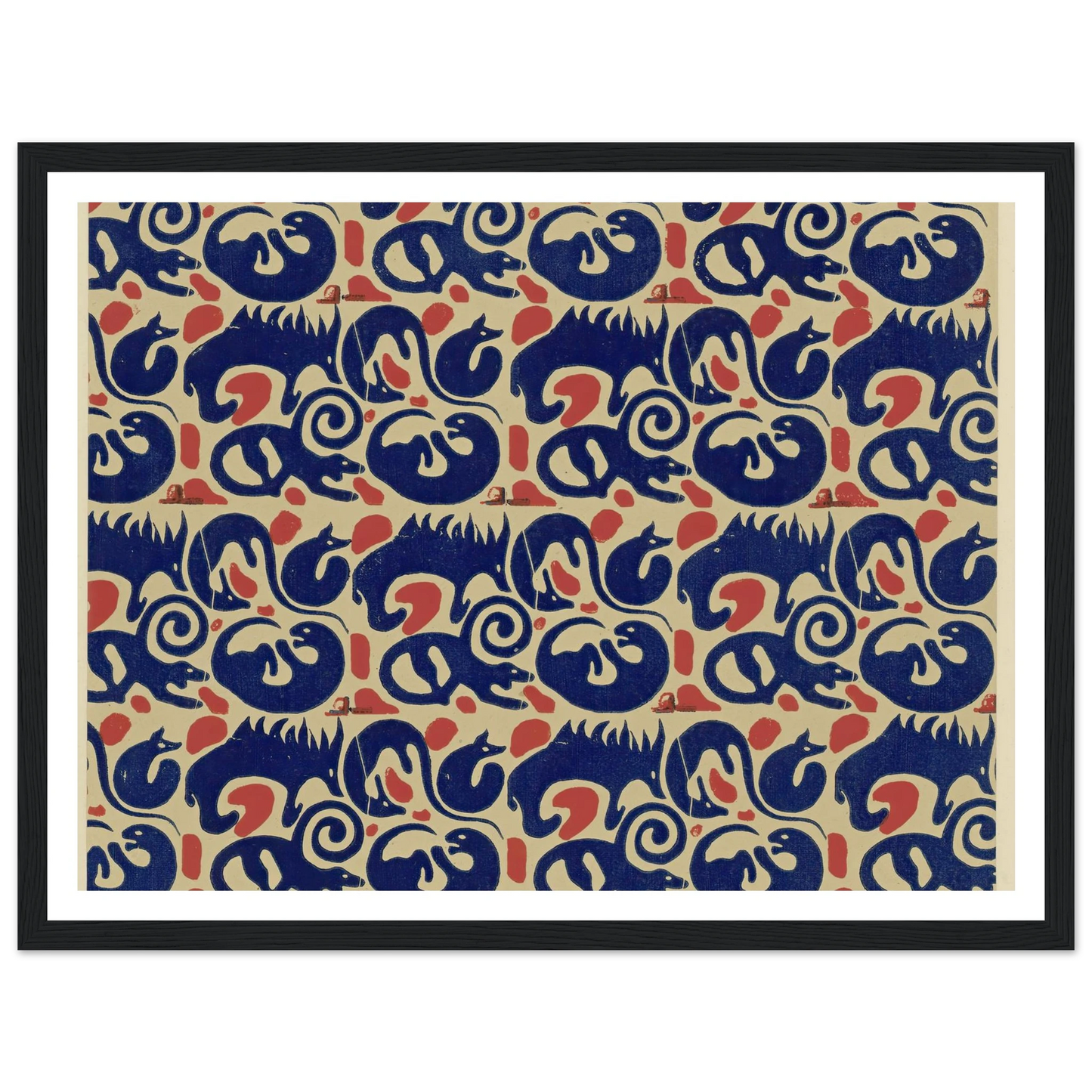 Buntpapier (Tiere) (1902 - 1906) Art Print | Maria von Uchatius - Framed Poster - 30x40 cm / 12x16″ - Black frame