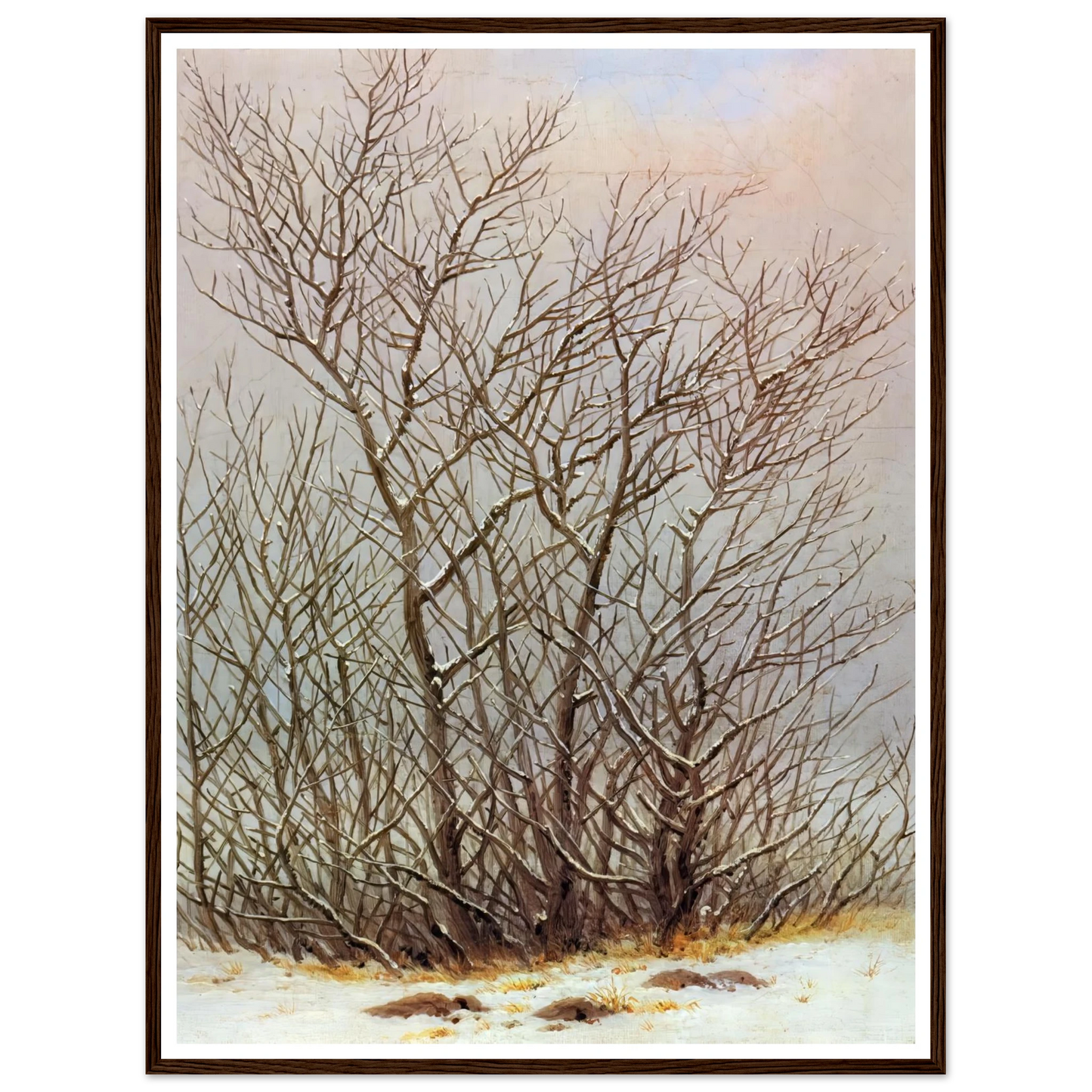 Bushes in the Snow Art Print | Caspar David Friedrich - Framed Poster - 30x40 cm / 12x16″ - Black frame